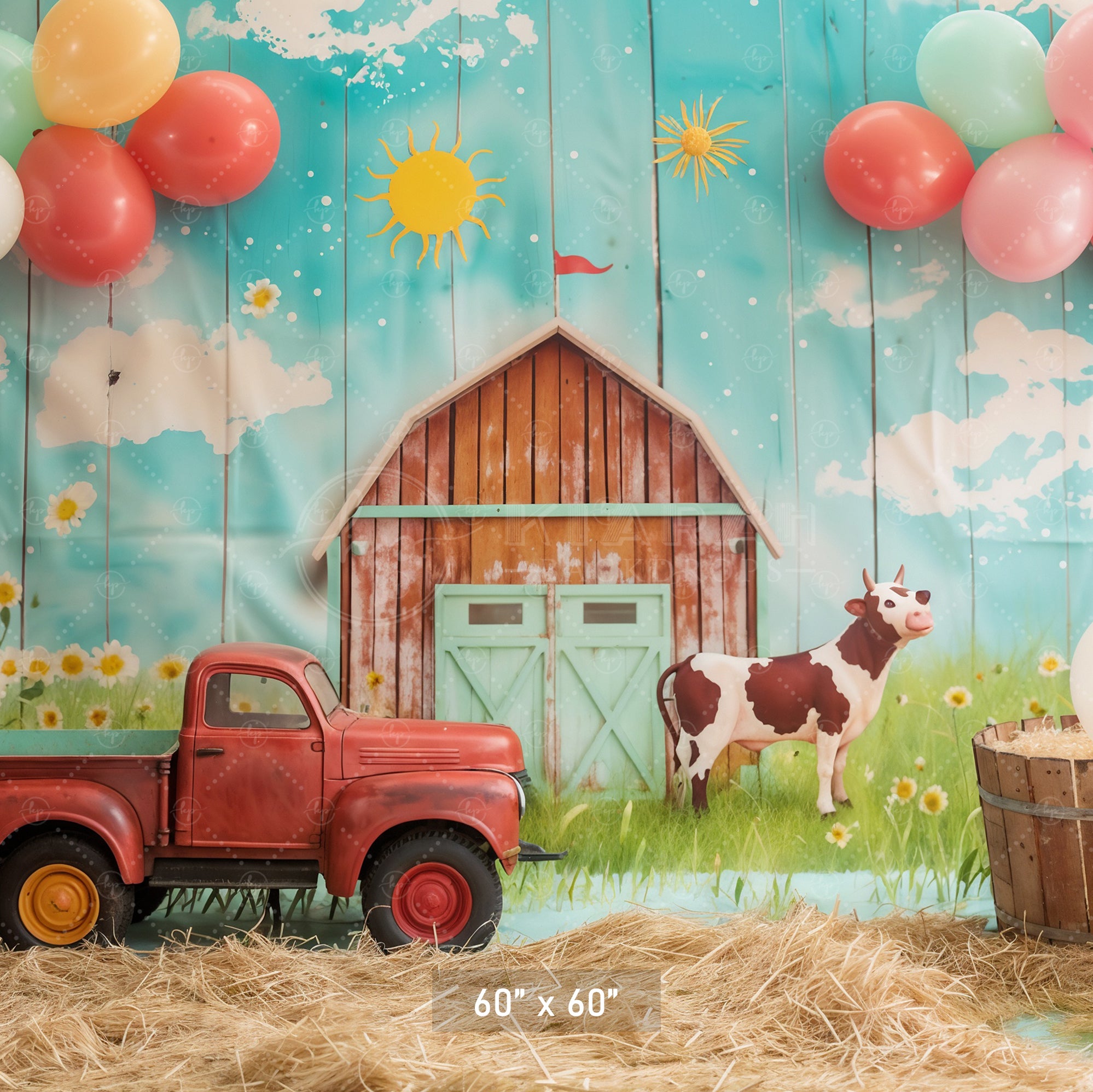 Sunny Farmyard Adventure Backdrop