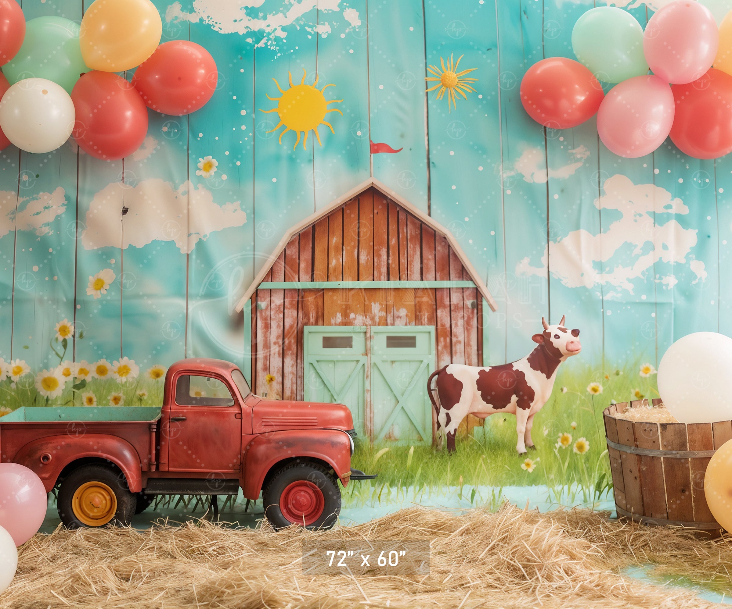 Sunny Farmyard Adventure Backdrop