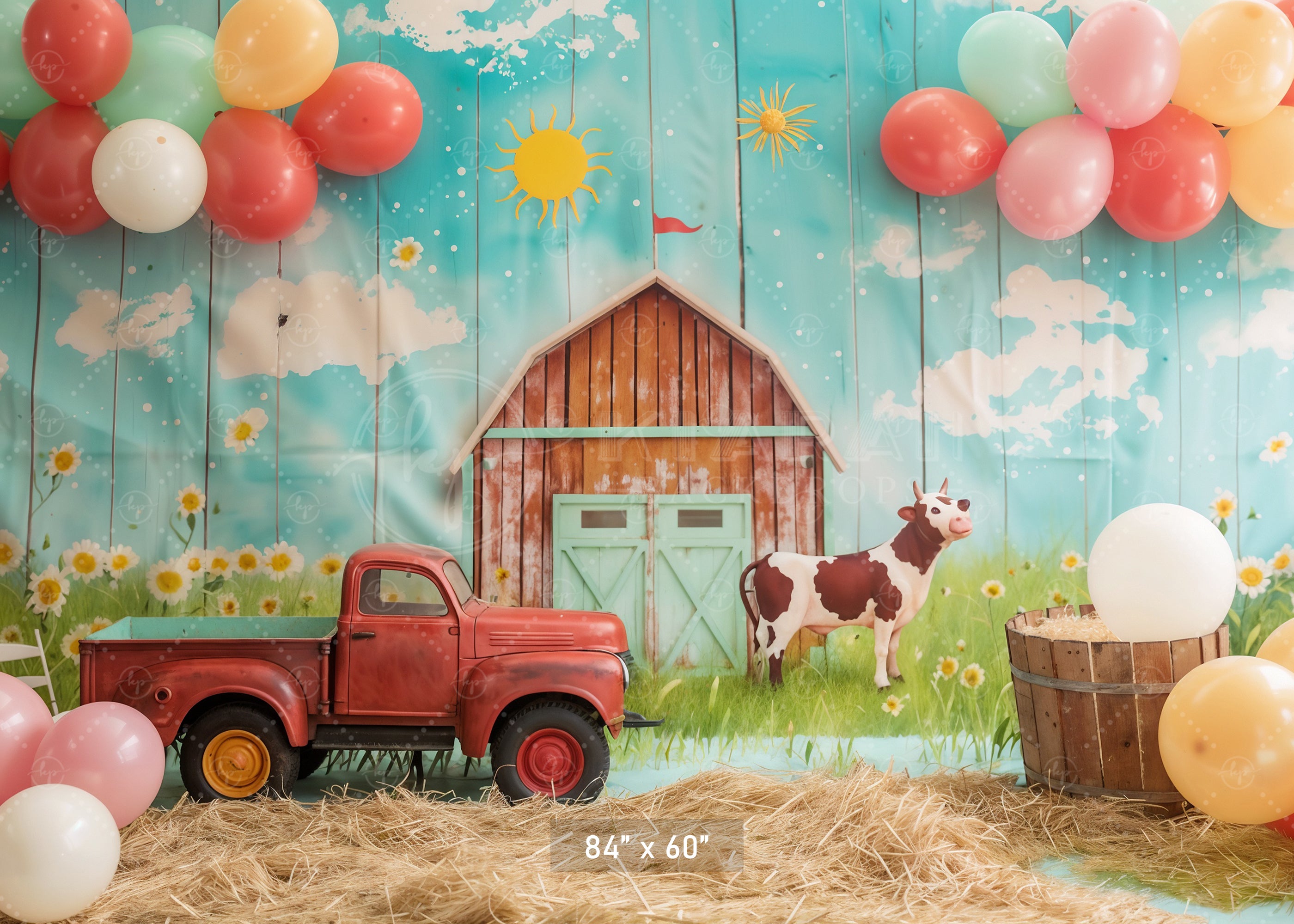 Sunny Farmyard Adventure Backdrop