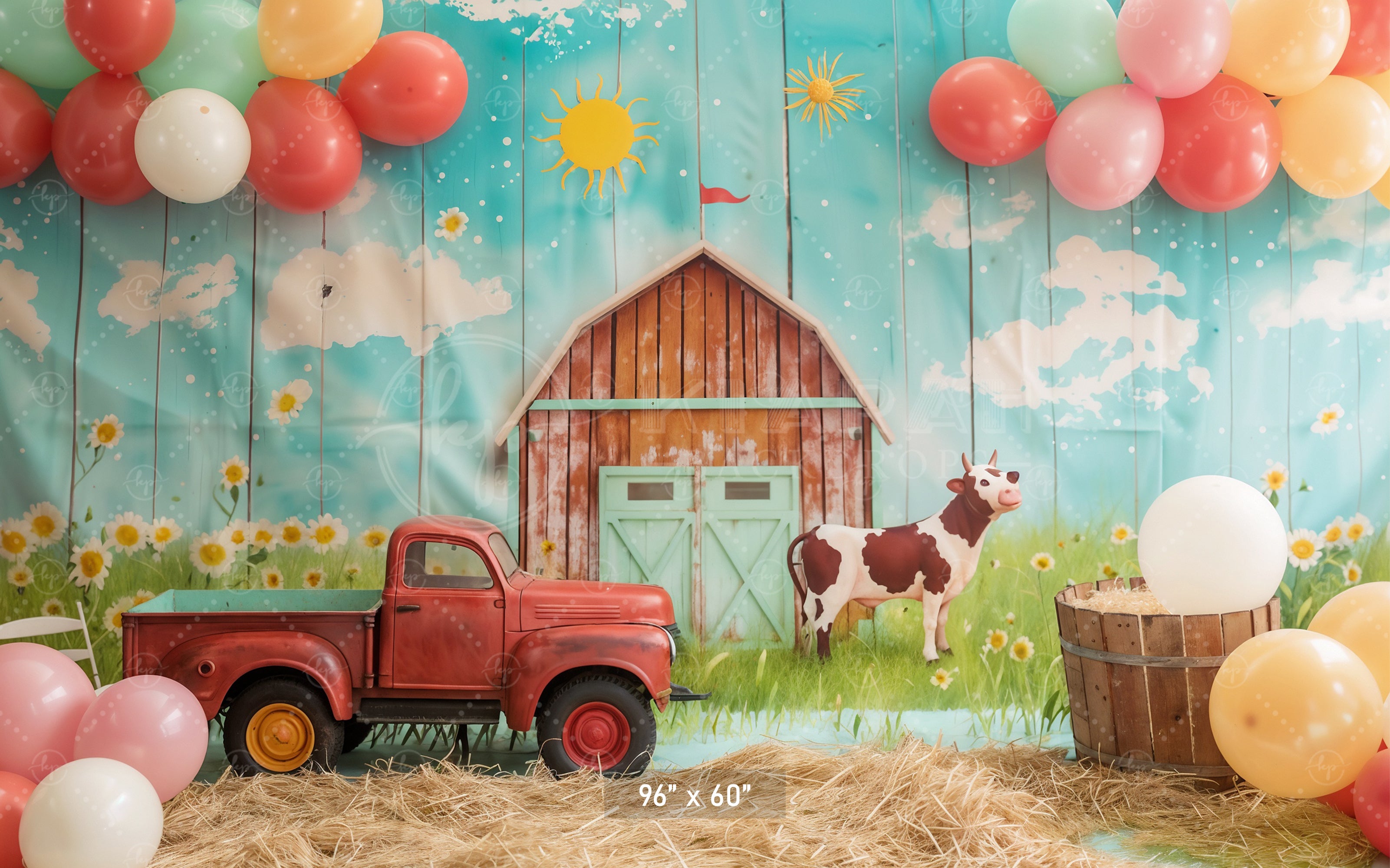 Sunny Farmyard Adventure Backdrop