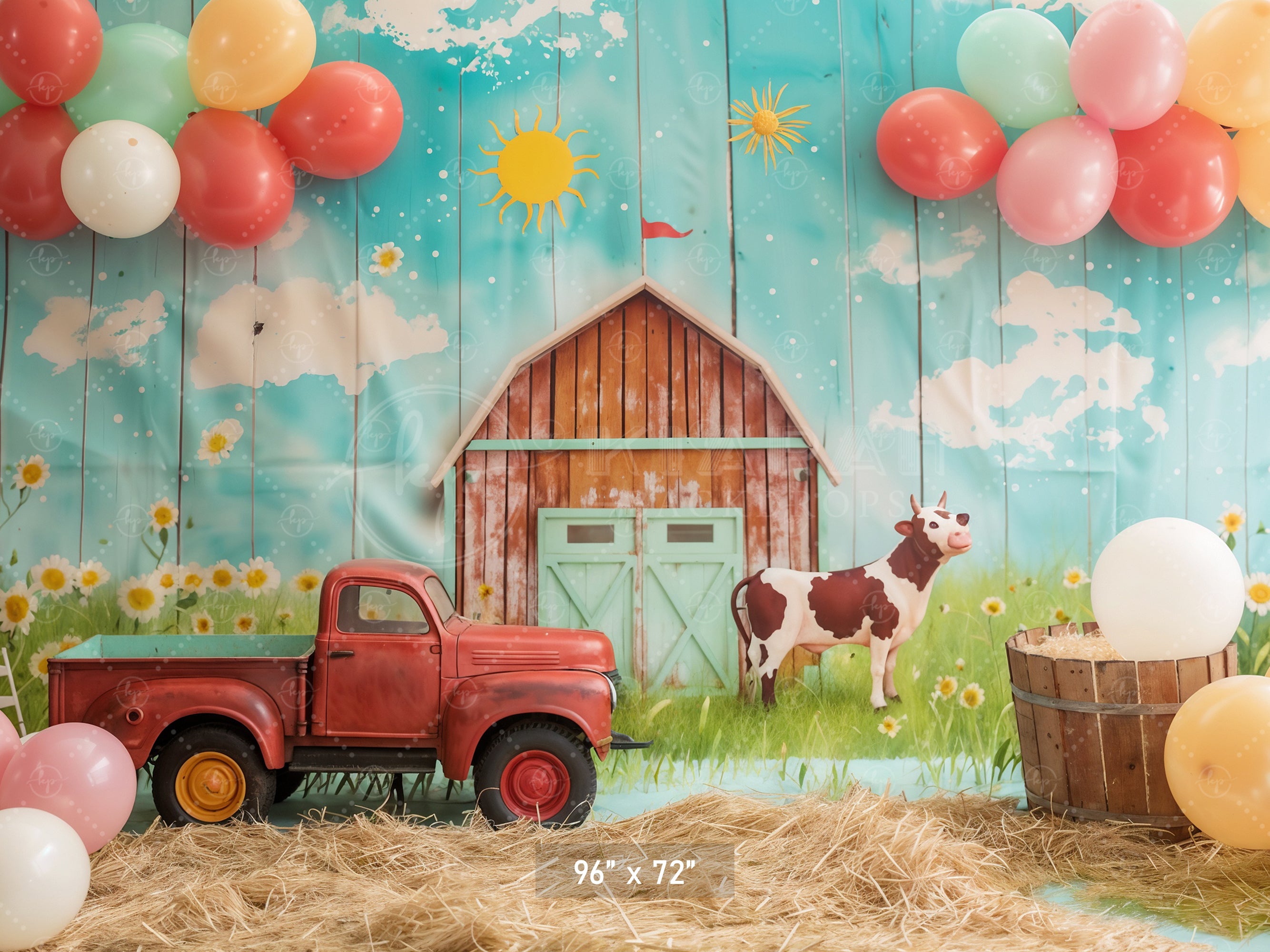 Sunny Farmyard Adventure Backdrop