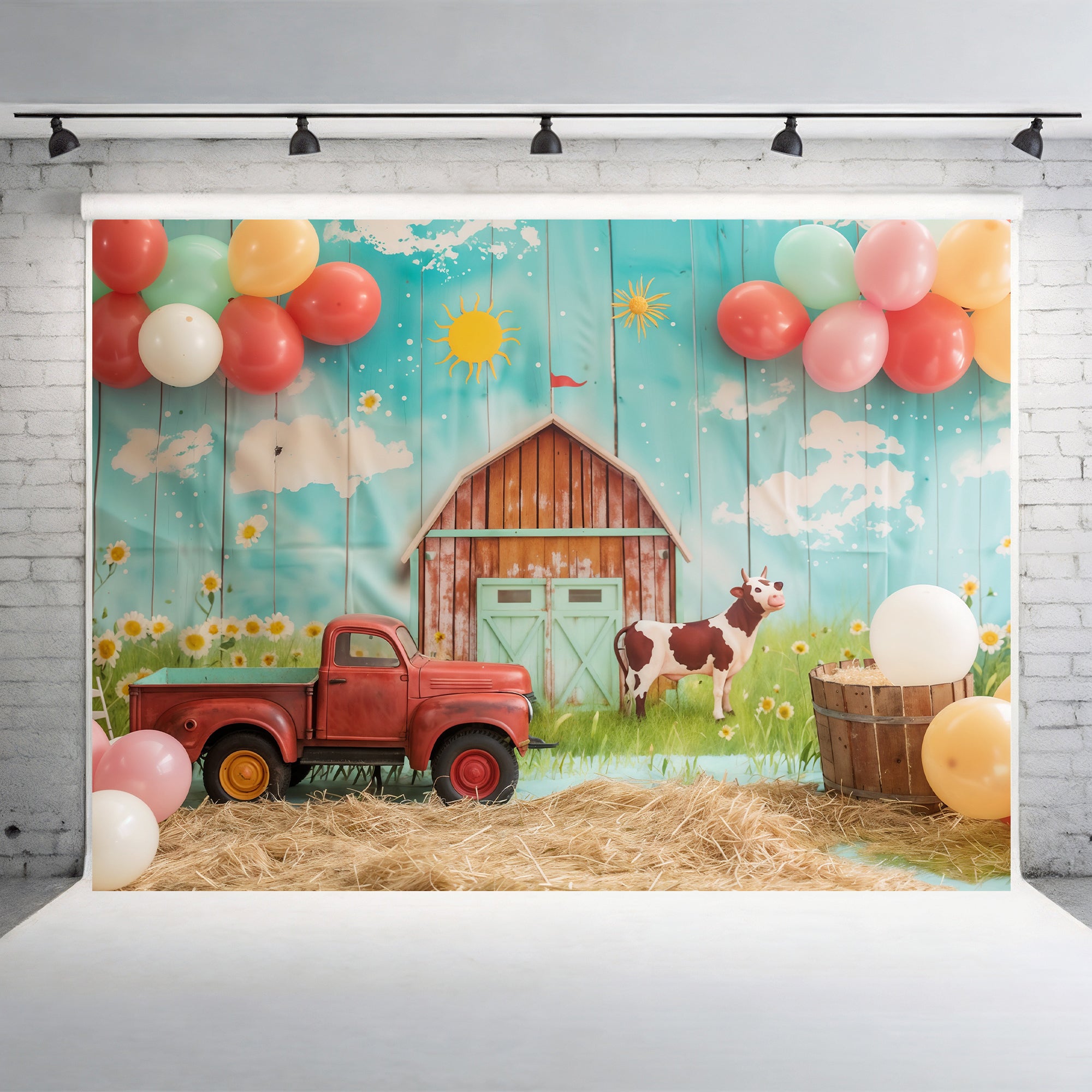 Sunny Farmyard Adventure Backdrop