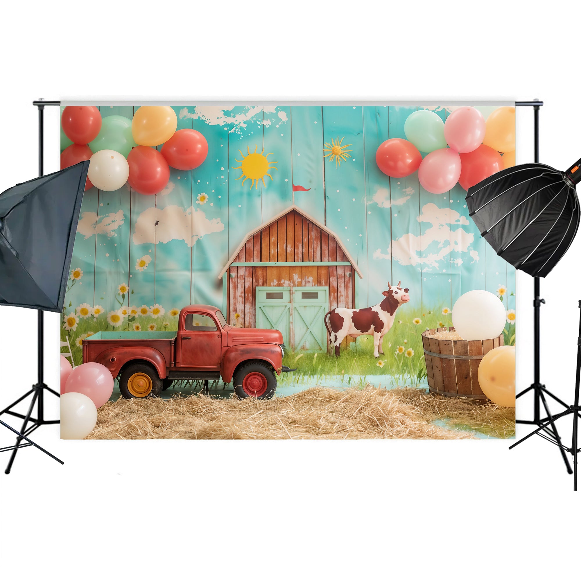 Sunny Farmyard Adventure Backdrop