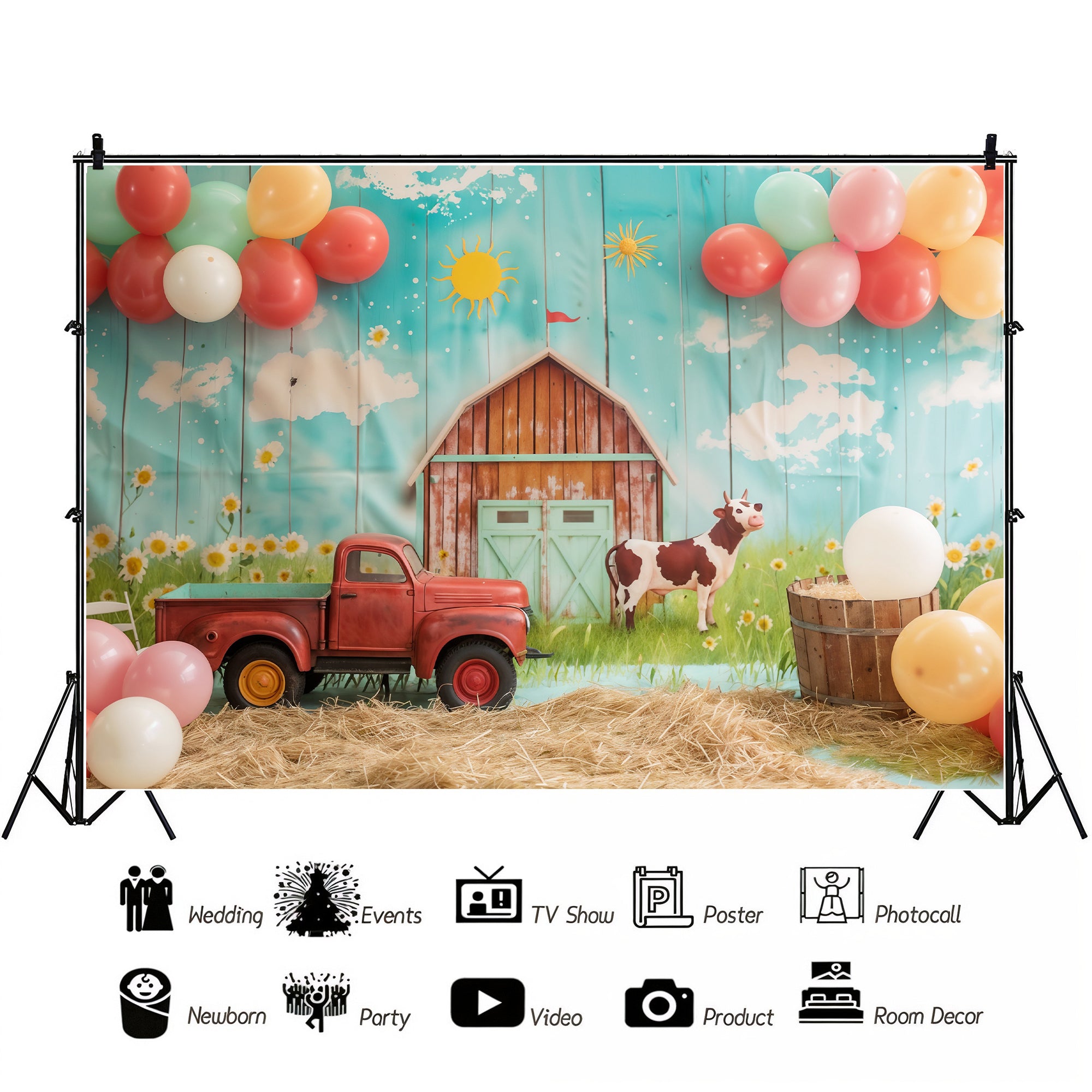 Sunny Farmyard Adventure Backdrop