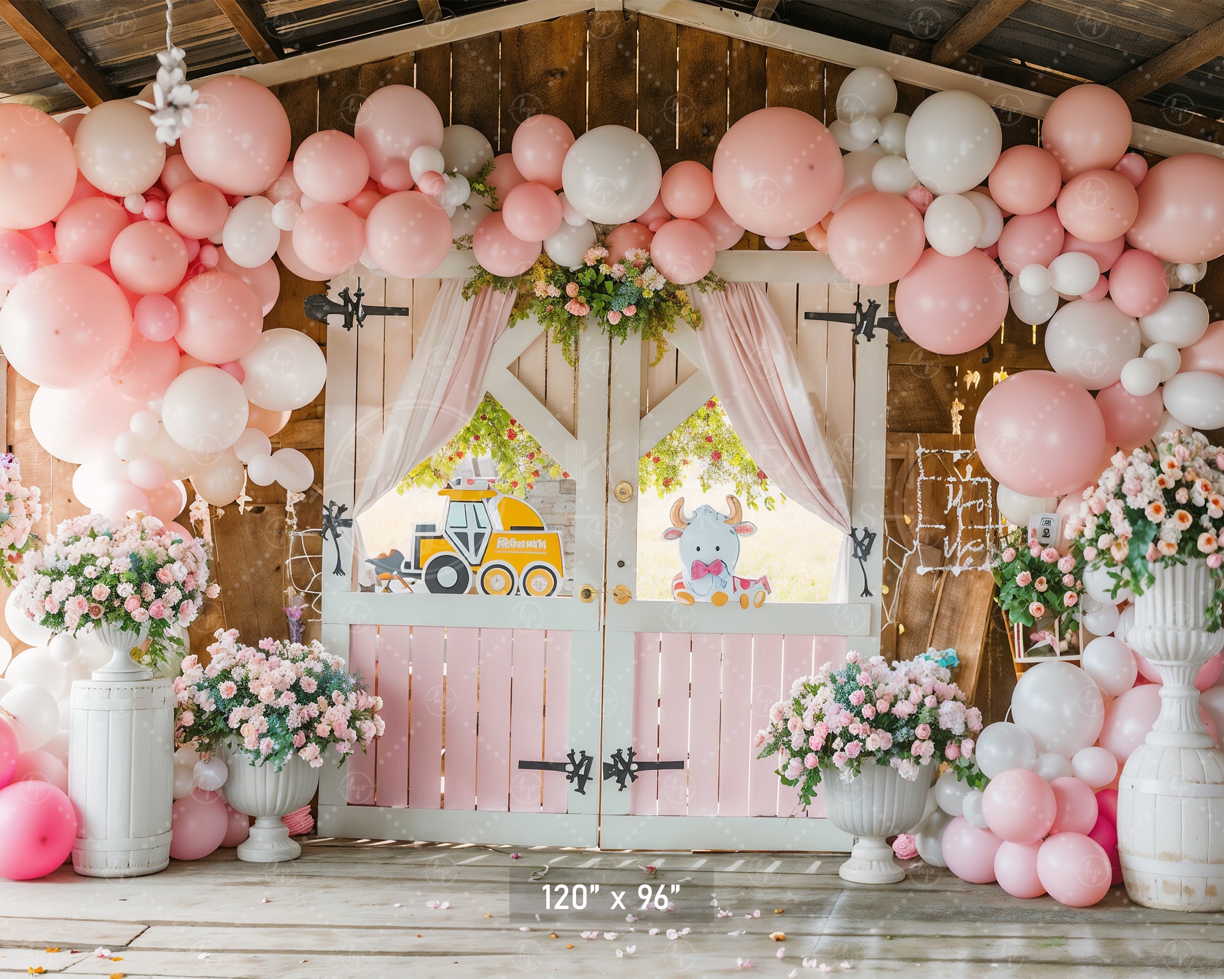 Charming Pastel Farmhouse Entrance Backdrop