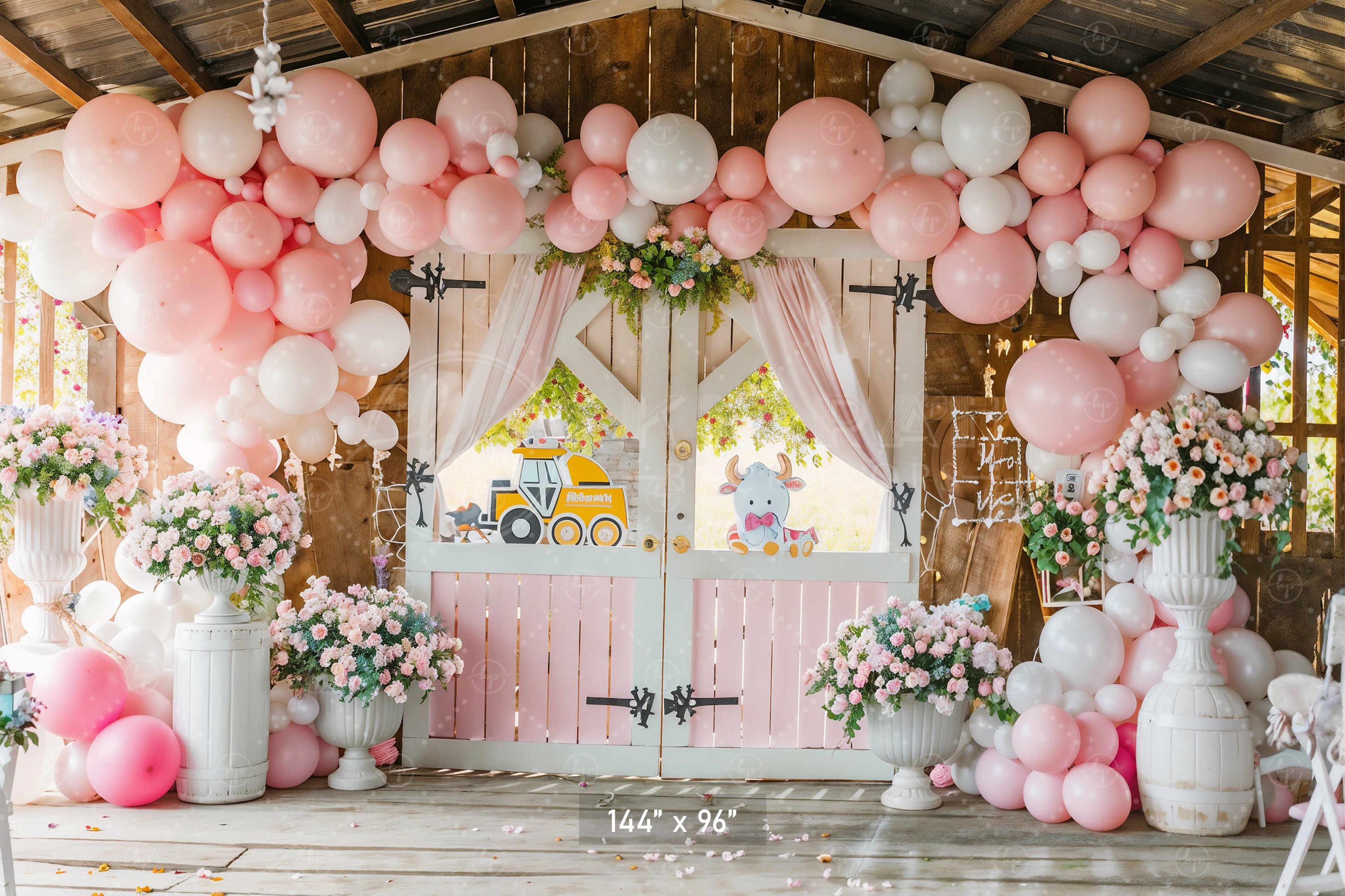 Charming Pastel Farmhouse Entrance Backdrop
