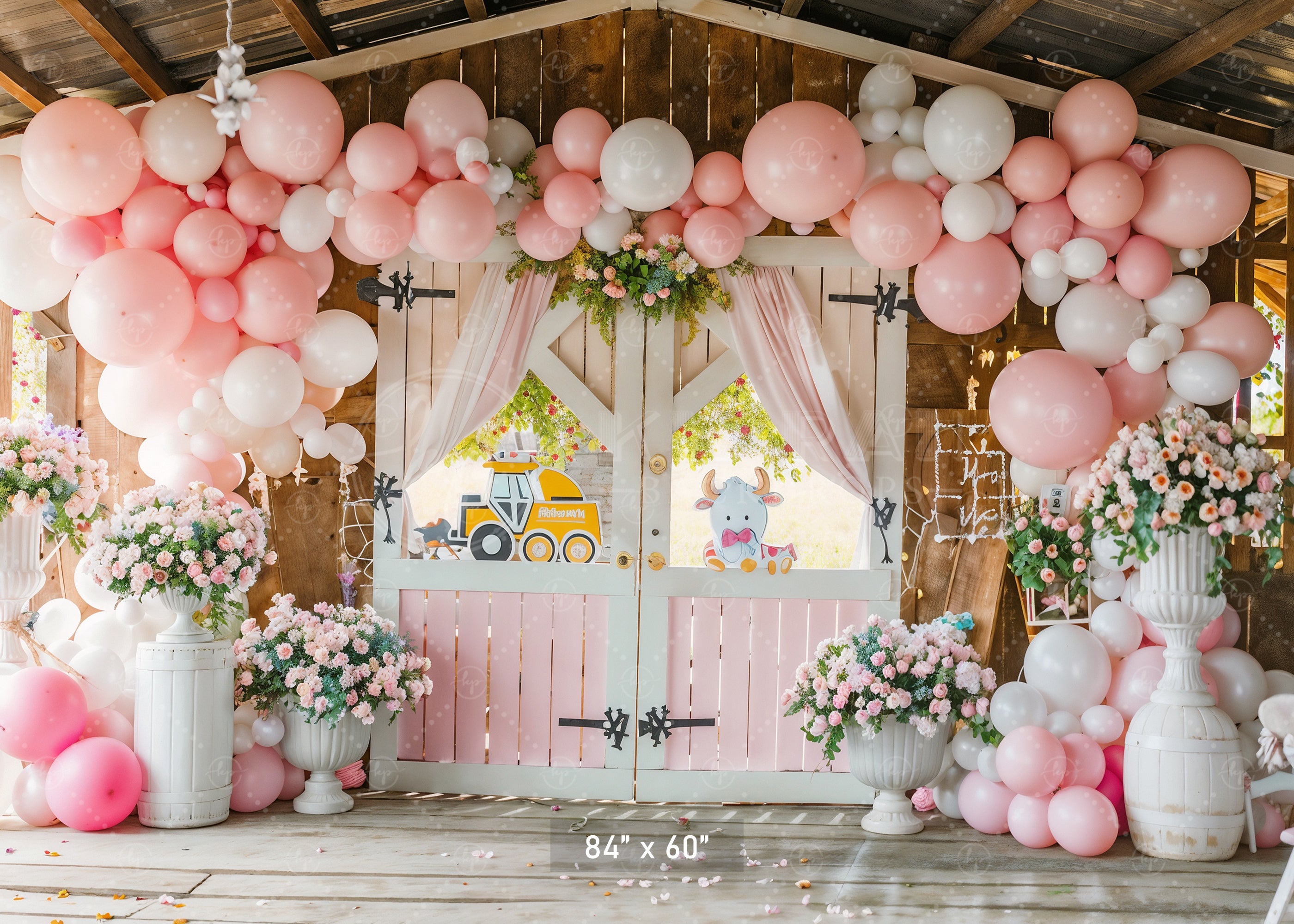 Charming Pastel Farmhouse Entrance Backdrop