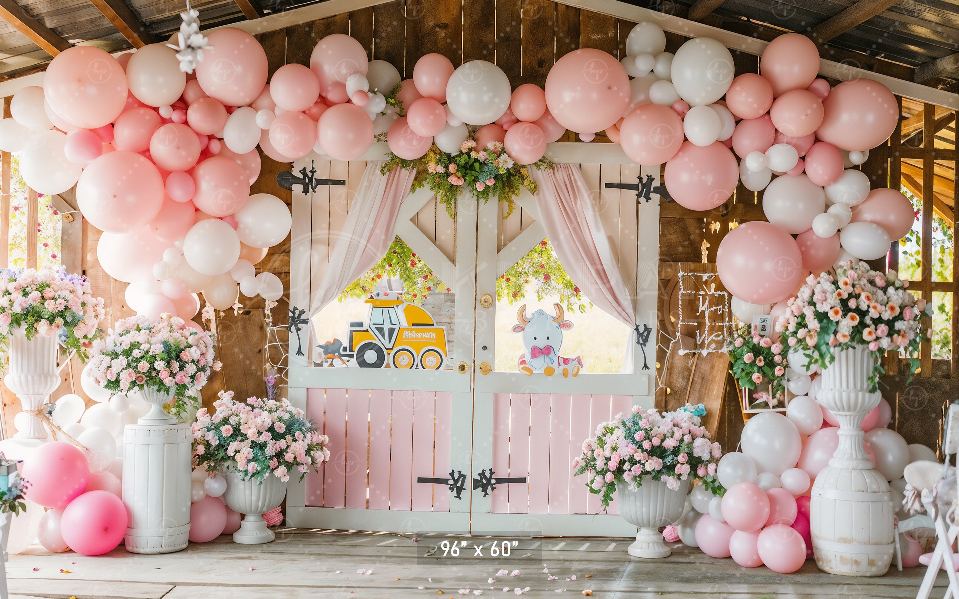 Charming Pastel Farmhouse Entrance Backdrop