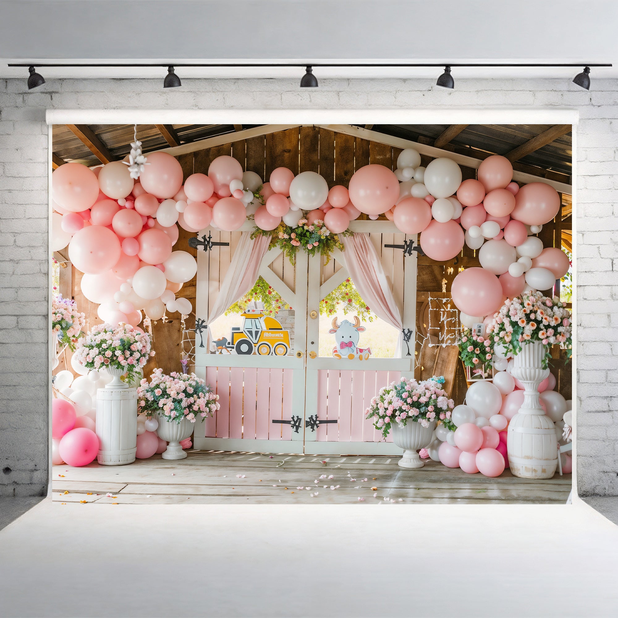 Charming Pastel Farmhouse Entrance Backdrop