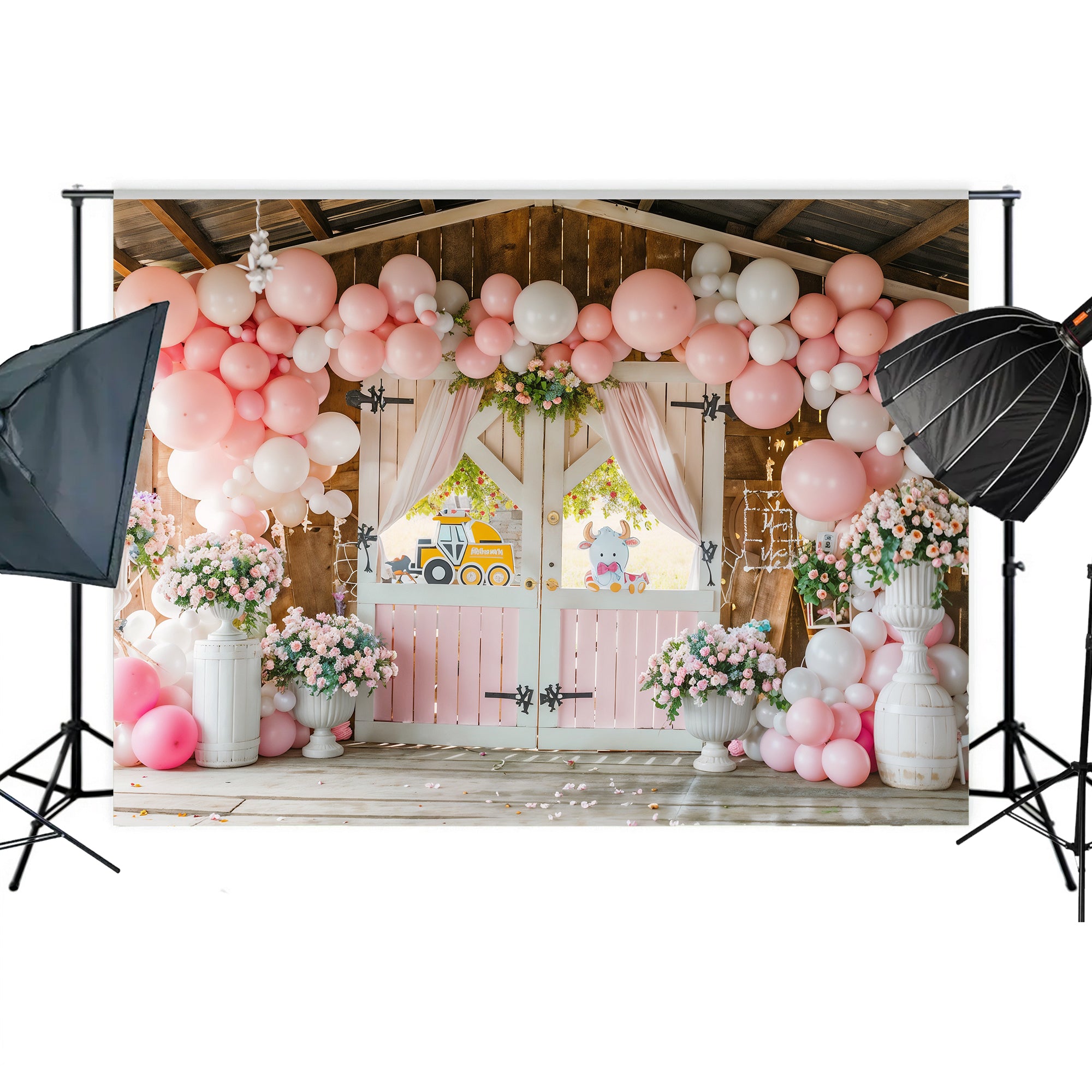 Charming Pastel Farmhouse Entrance Backdrop