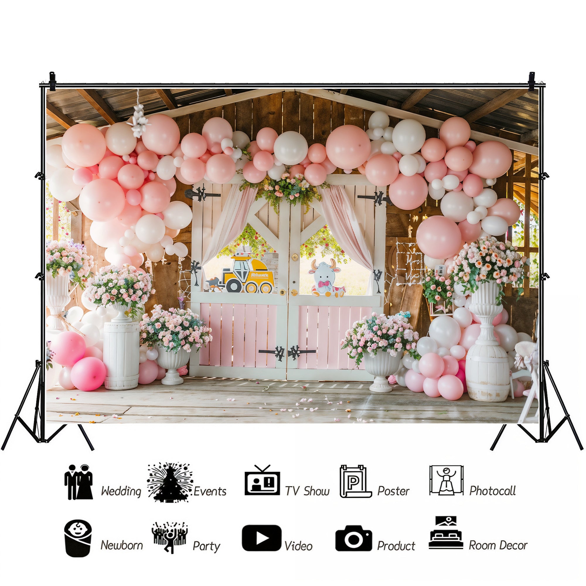 Charming Pastel Farmhouse Entrance Backdrop