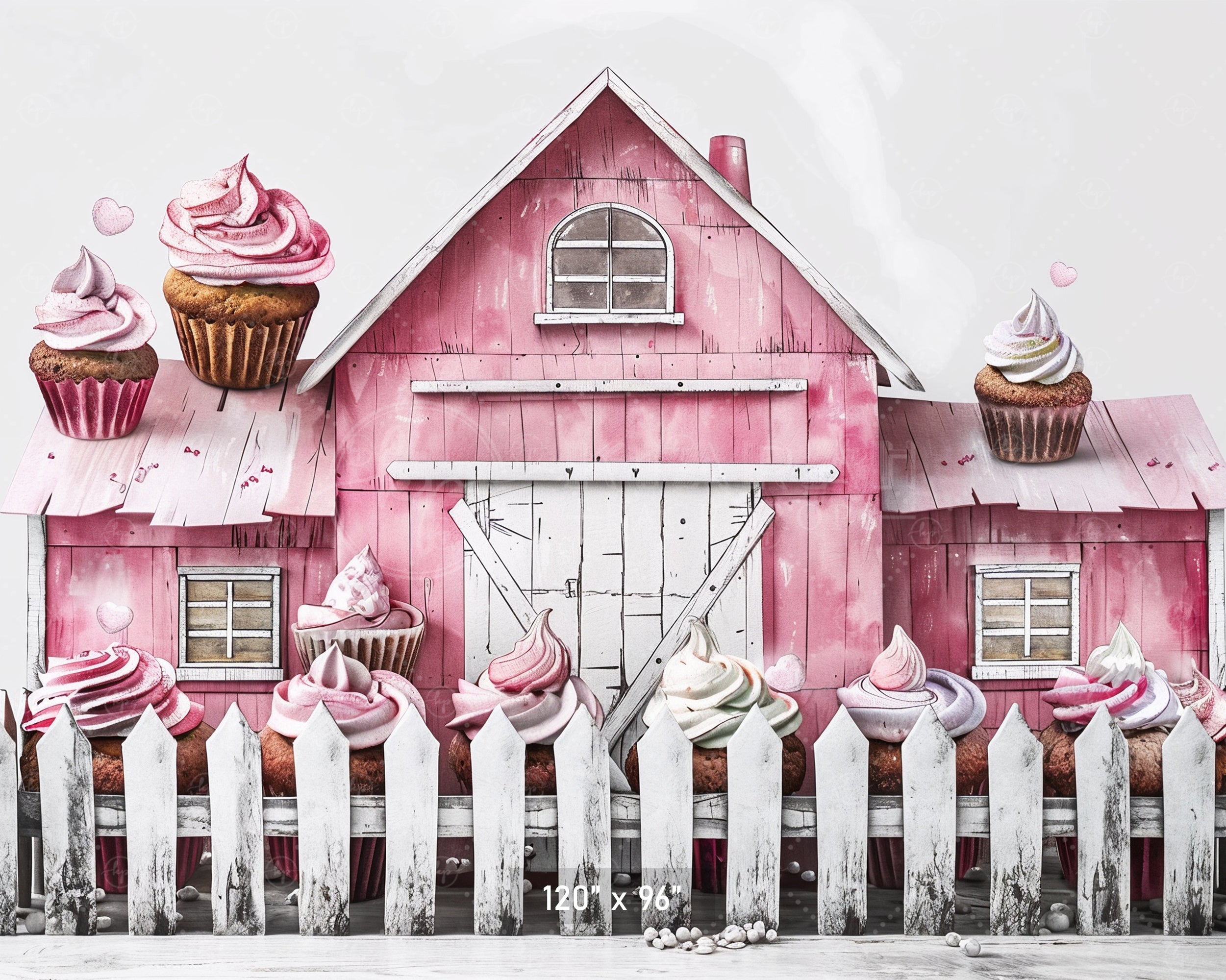 Sweet Pink Barn & Cupcakes Backdrop