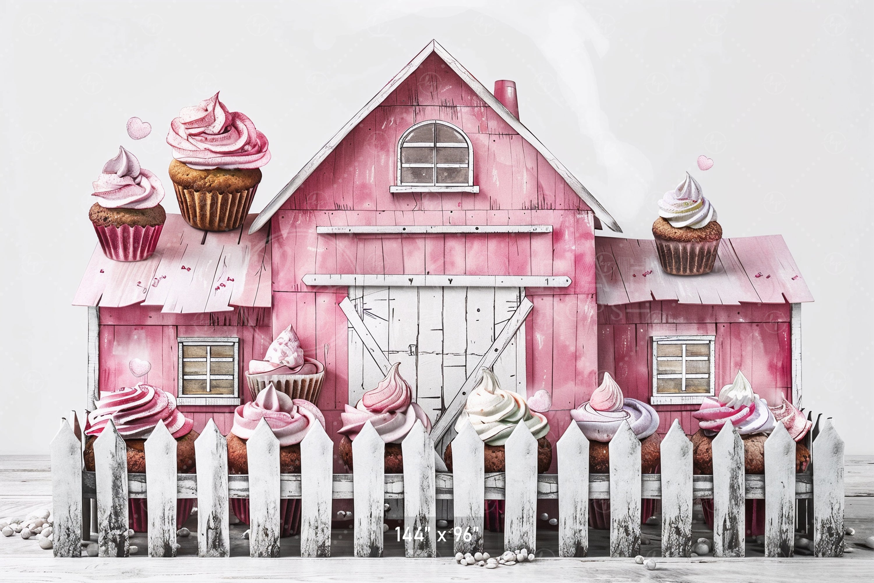 Sweet Pink Barn & Cupcakes Backdrop