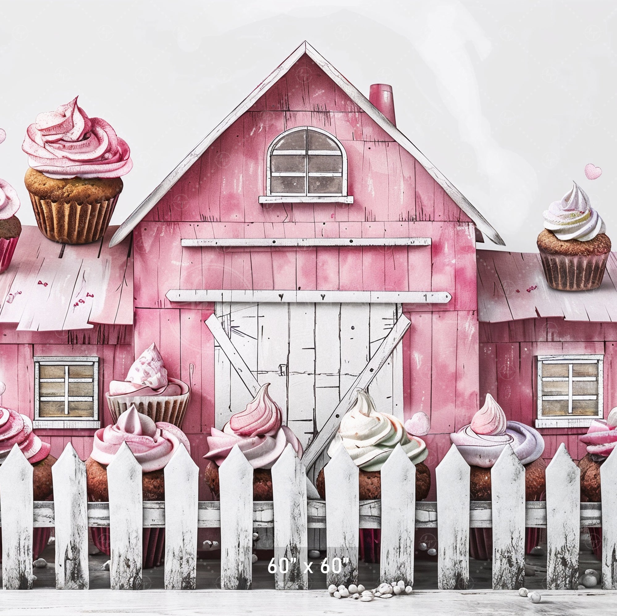 Sweet Pink Barn & Cupcakes Backdrop
