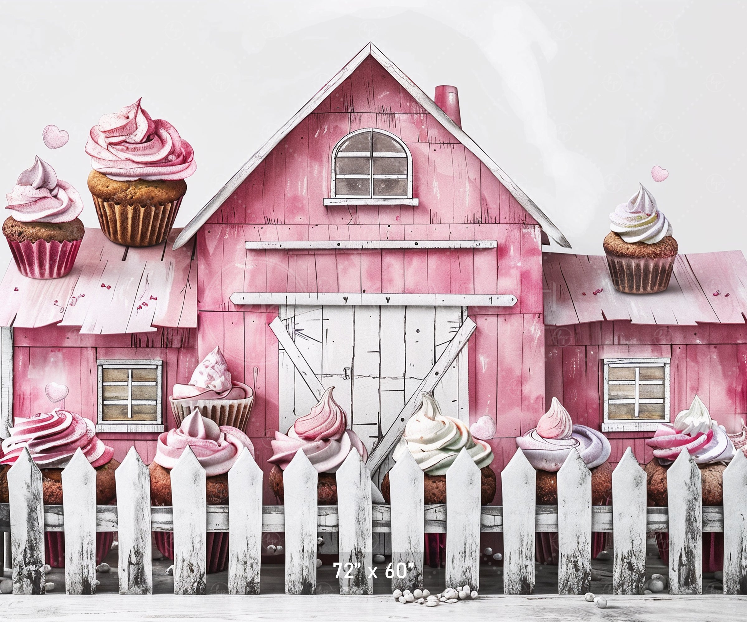 Sweet Pink Barn & Cupcakes Backdrop