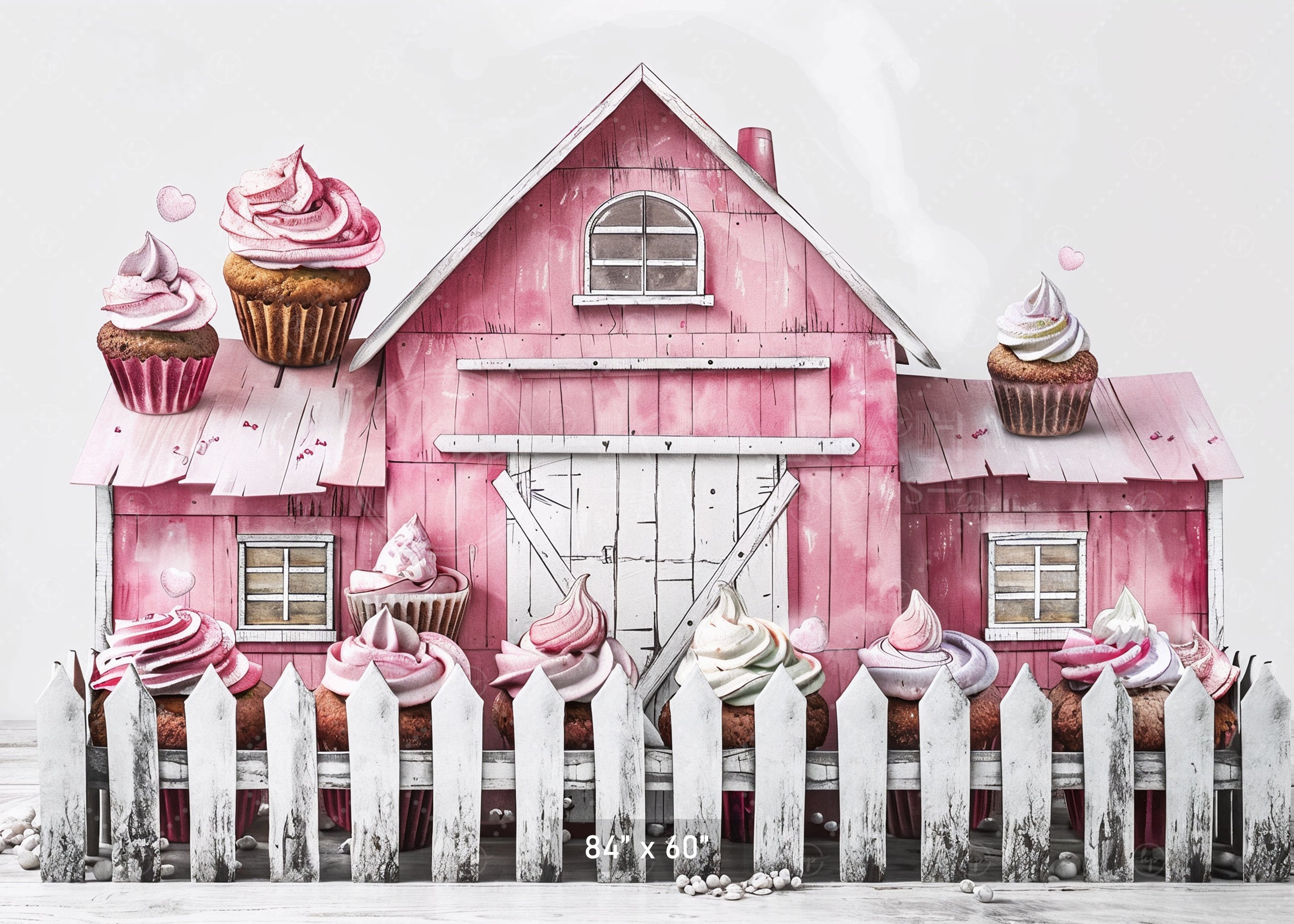 Sweet Pink Barn & Cupcakes Backdrop