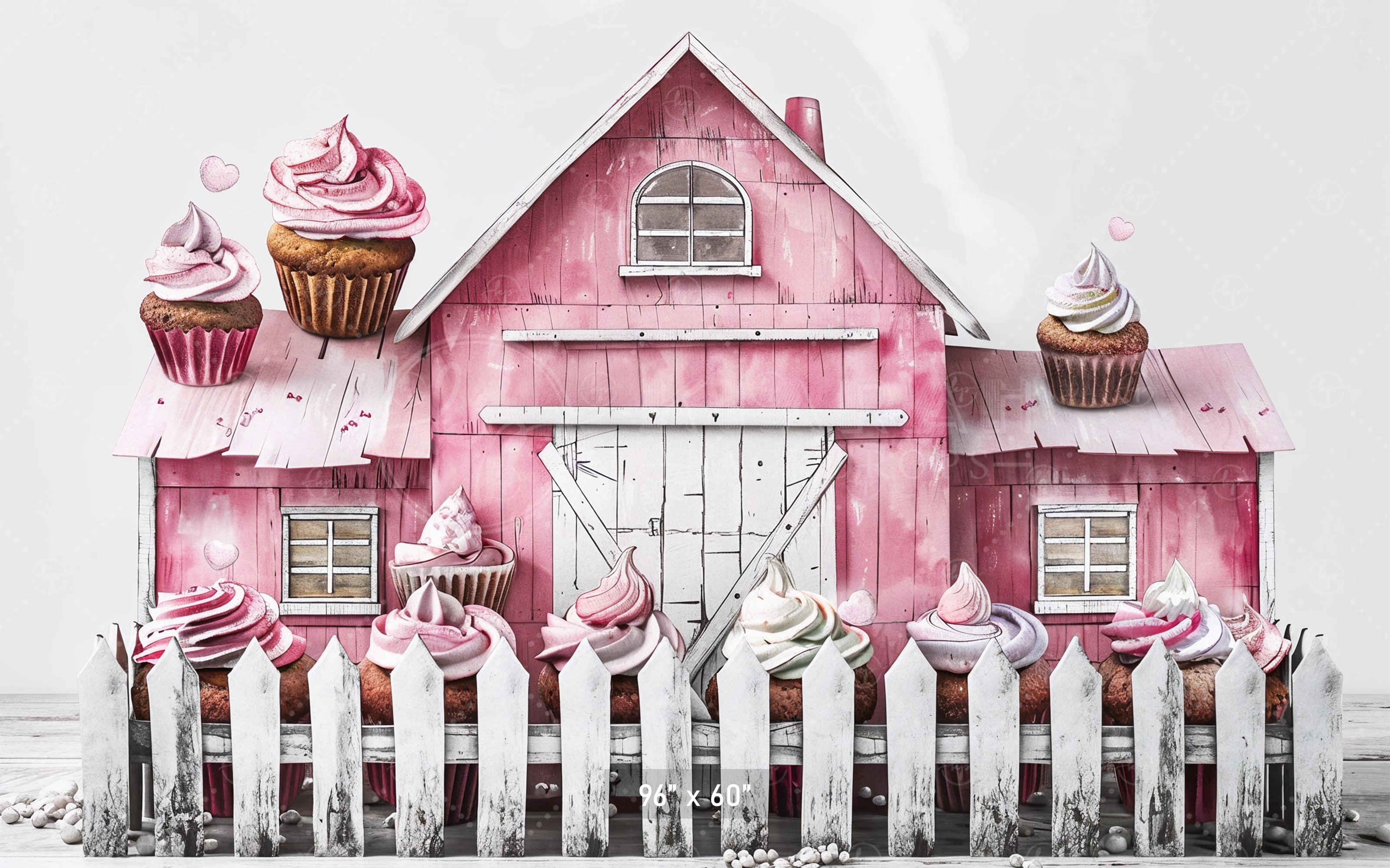 Sweet Pink Barn & Cupcakes Backdrop