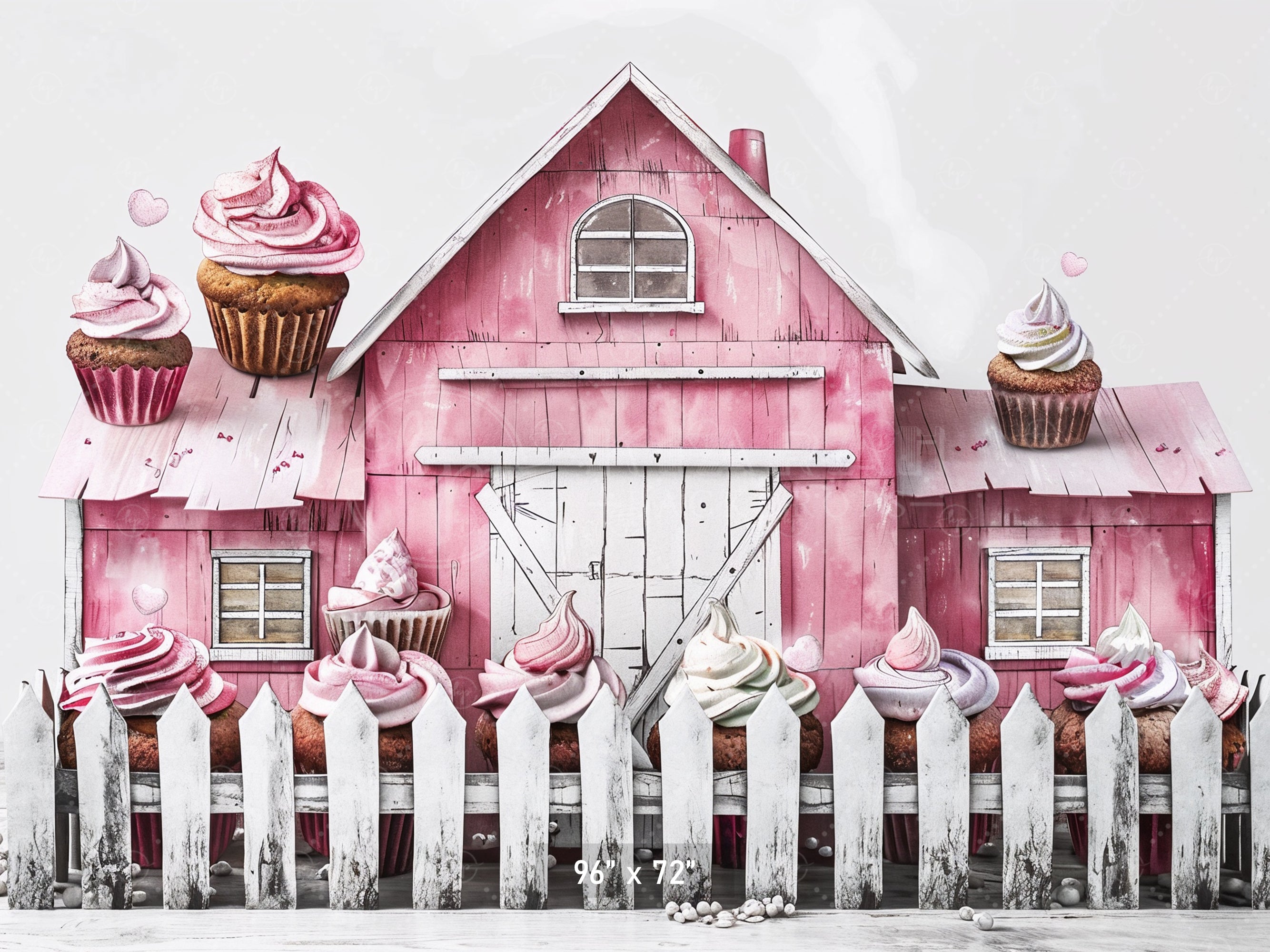 Sweet Pink Barn & Cupcakes Backdrop