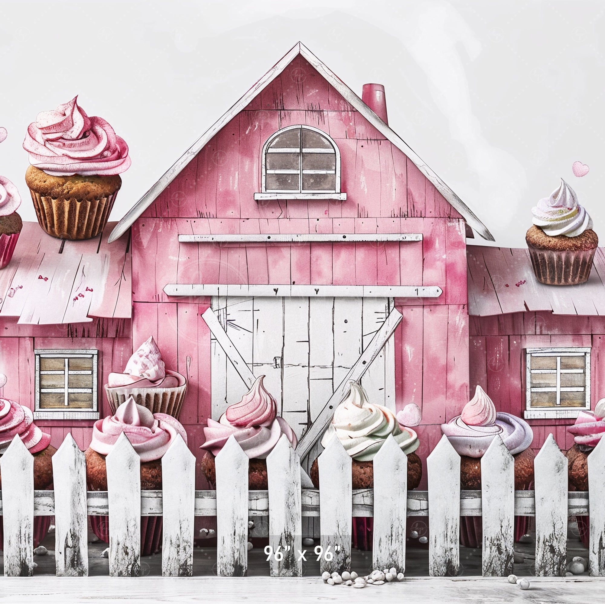 Sweet Pink Barn & Cupcakes Backdrop