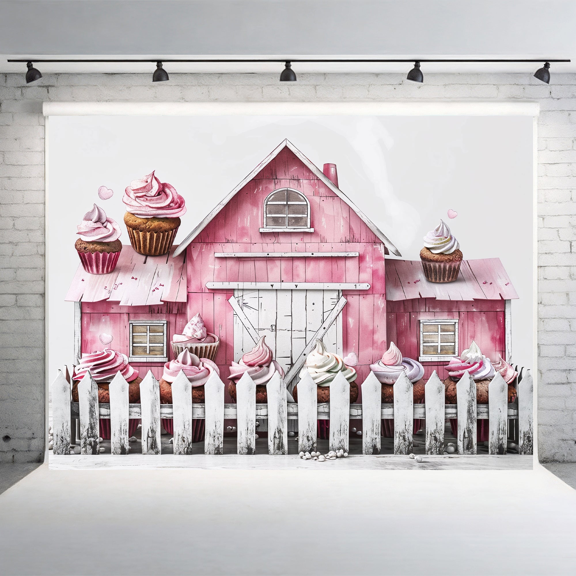 Sweet Pink Barn & Cupcakes Backdrop