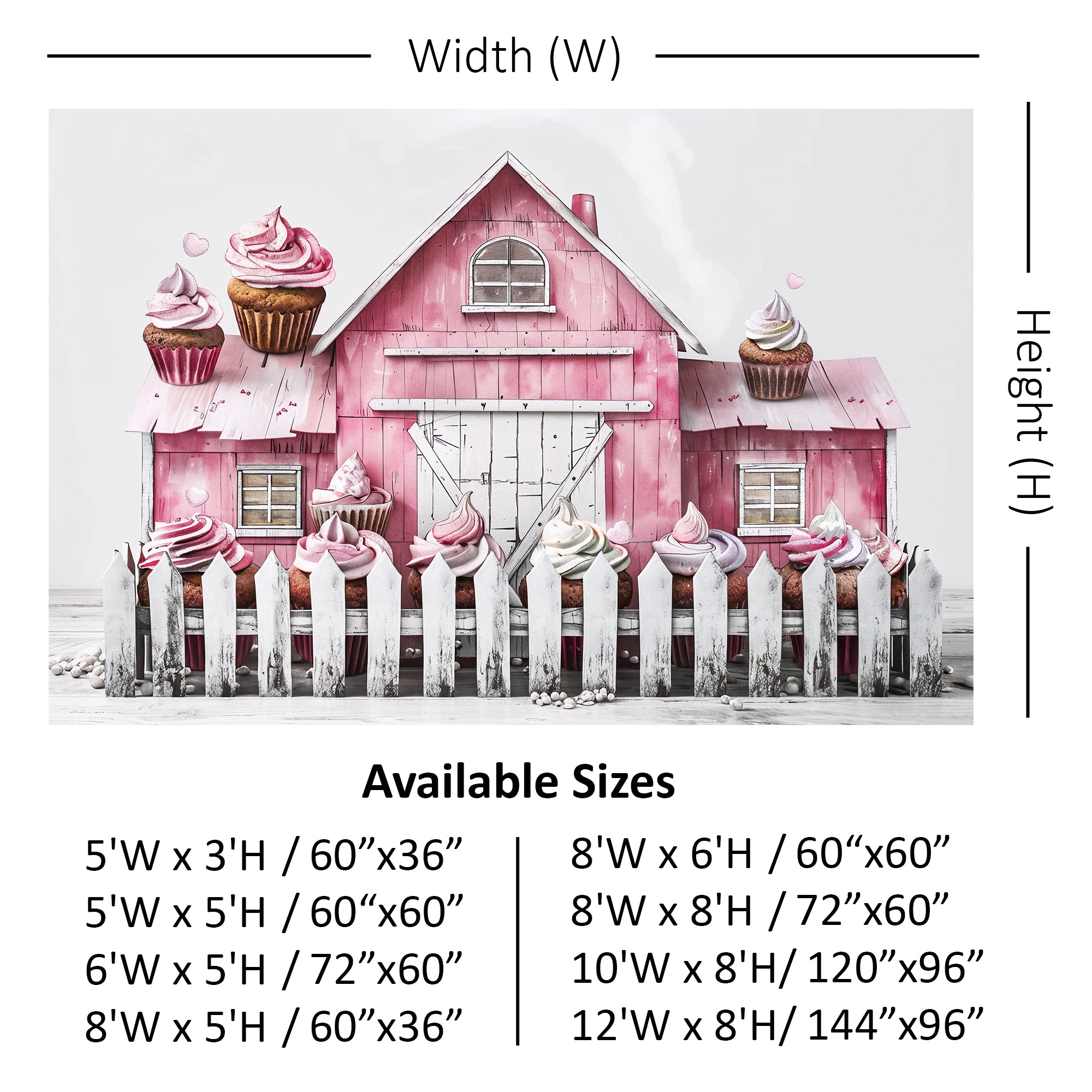 Sweet Pink Barn & Cupcakes Backdrop