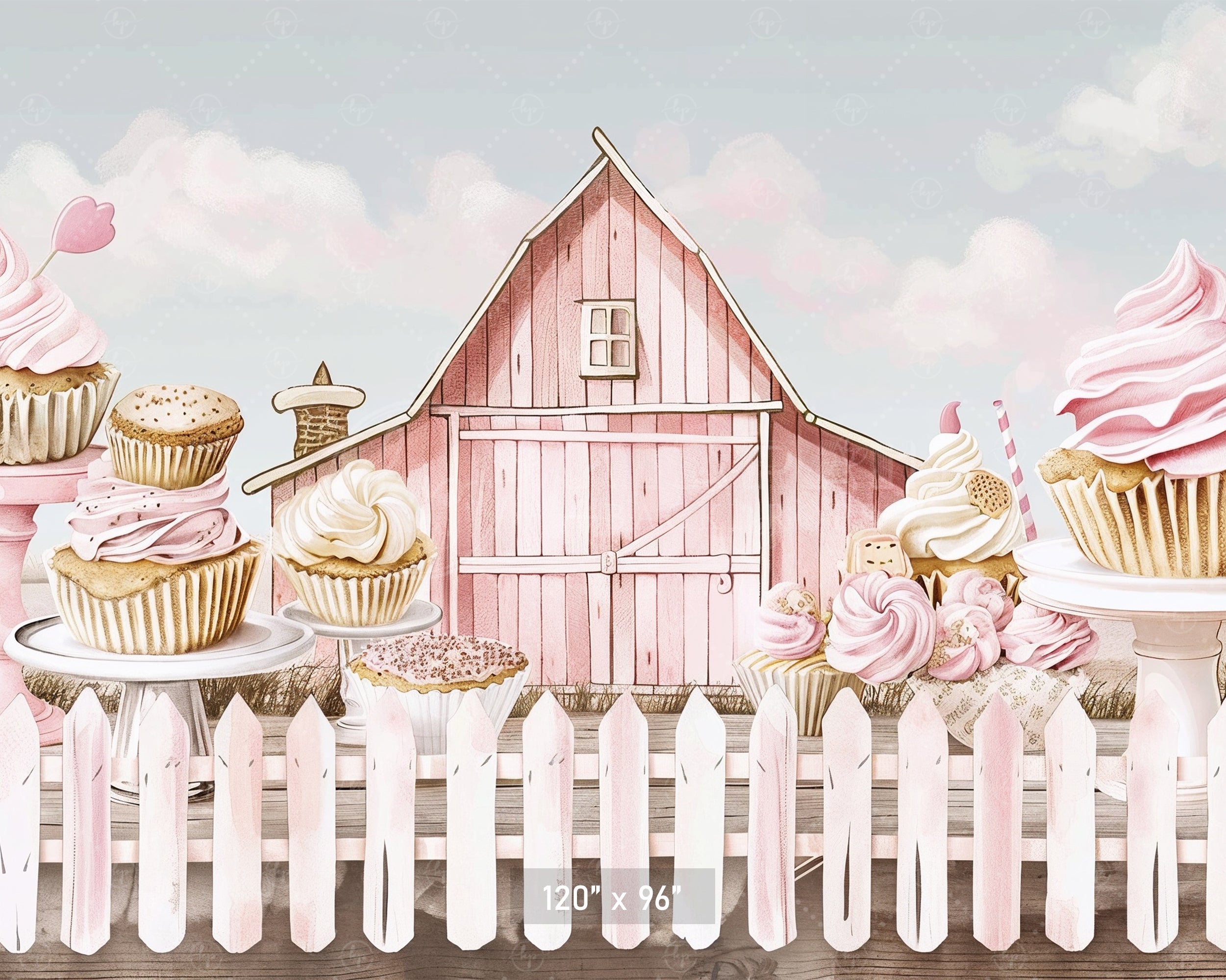 Pink Country Bakery Barn Backdrop