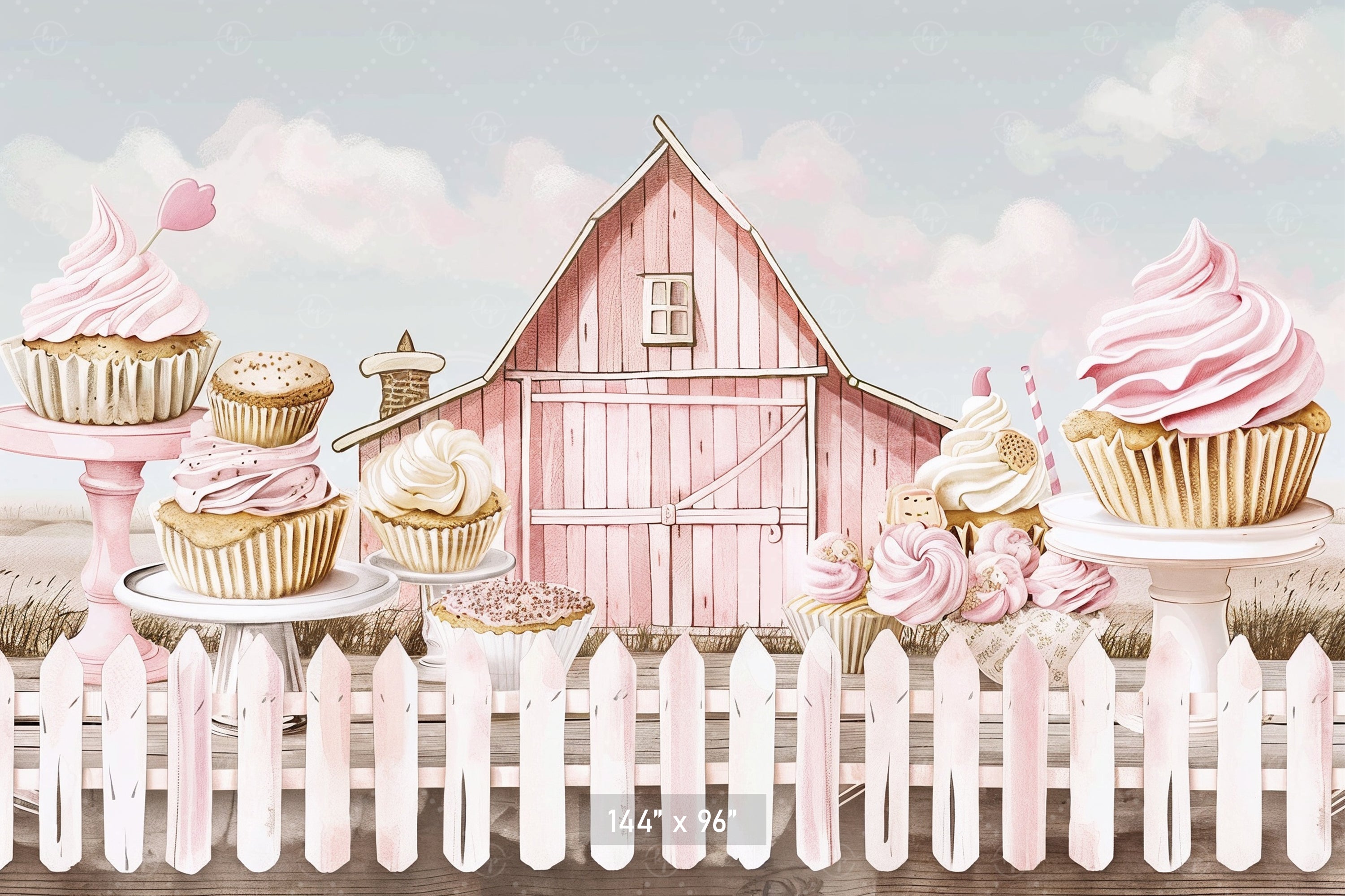 Pink Country Bakery Barn Backdrop