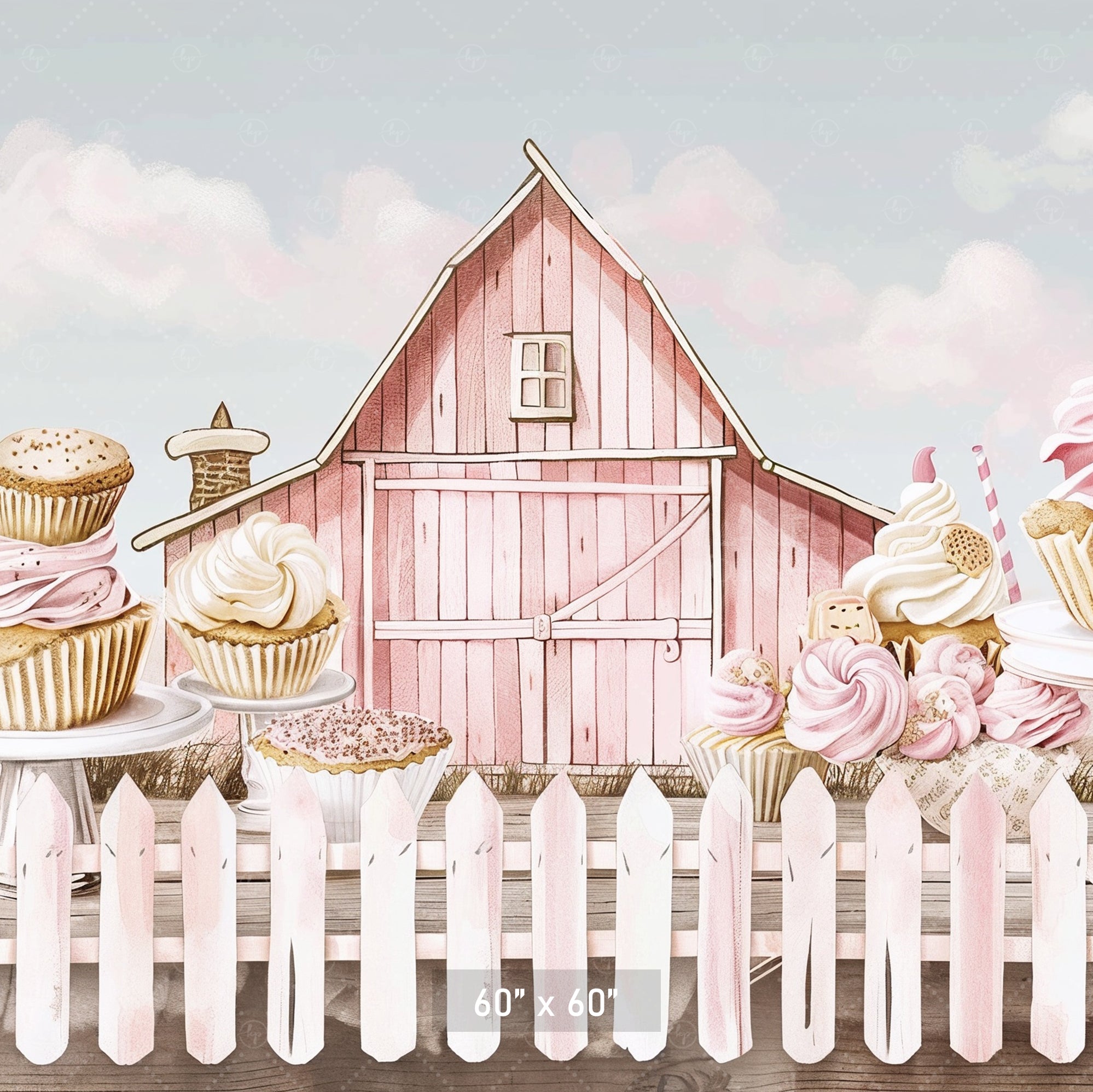 Pink Country Bakery Barn Backdrop