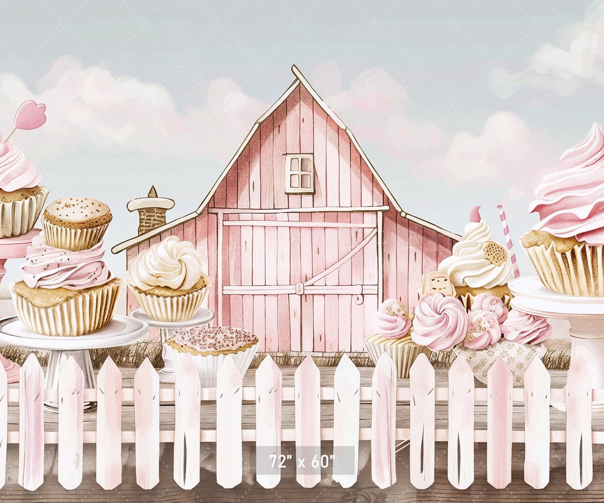 Pink Country Bakery Barn Backdrop