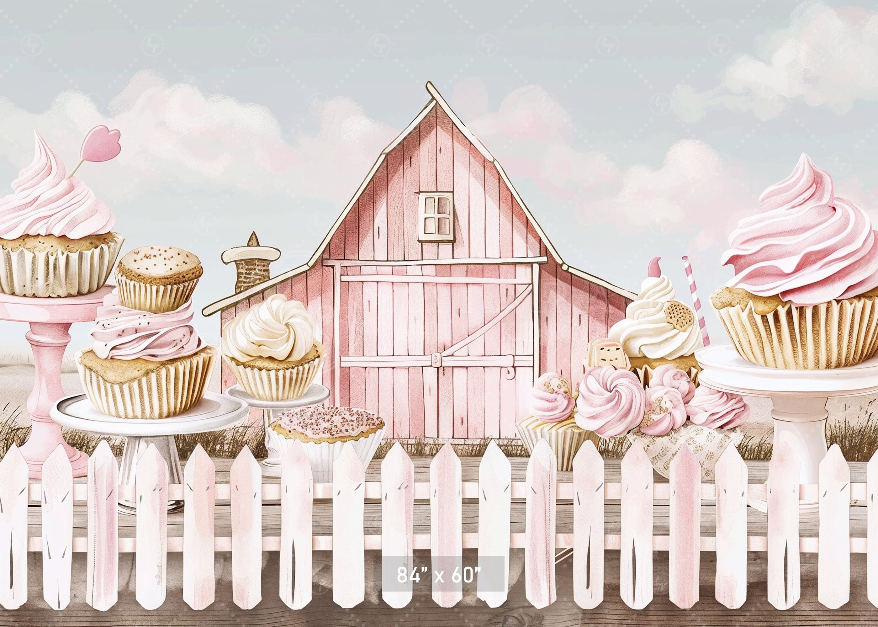 Pink Country Bakery Barn Backdrop
