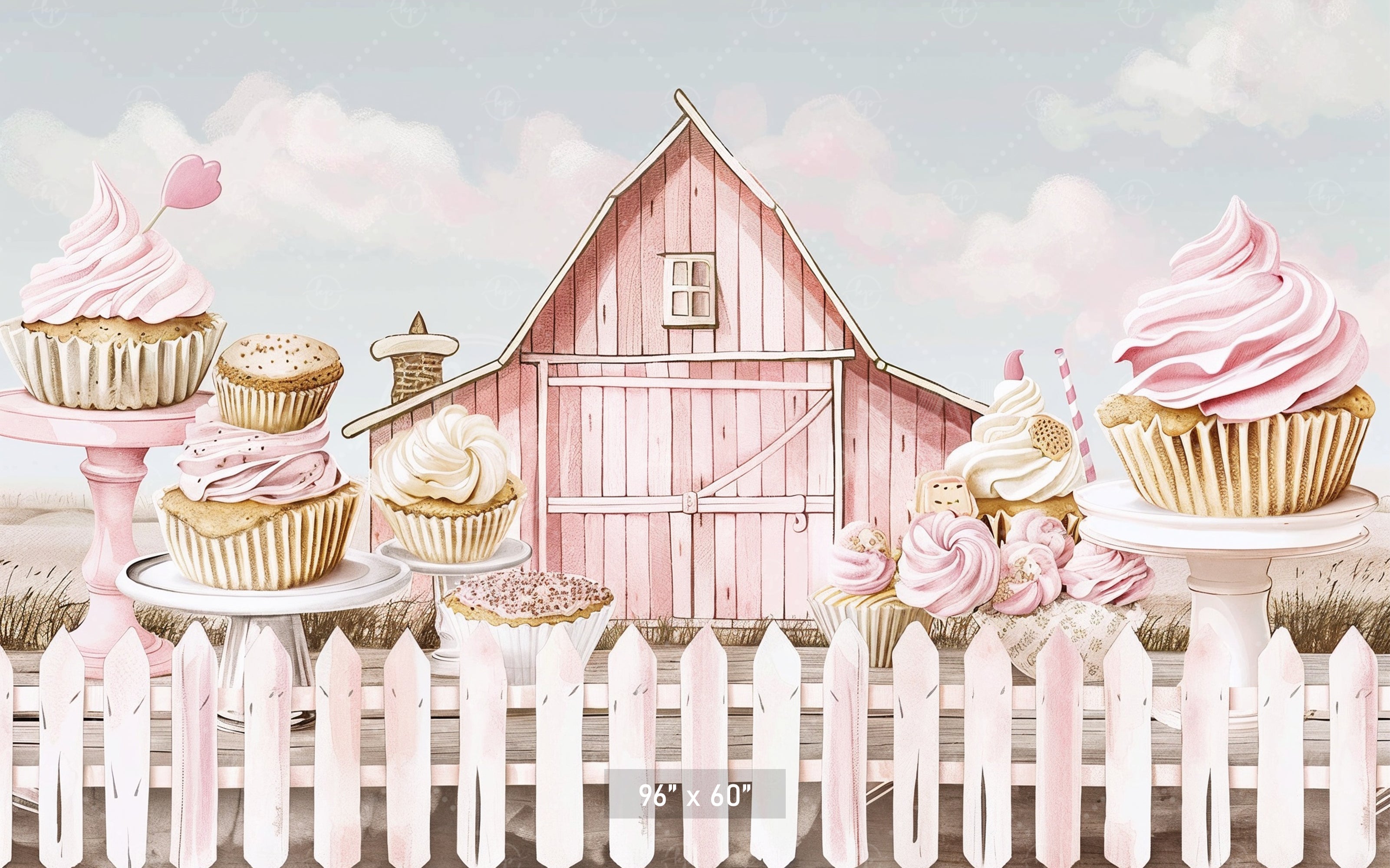 Pink Country Bakery Barn Backdrop