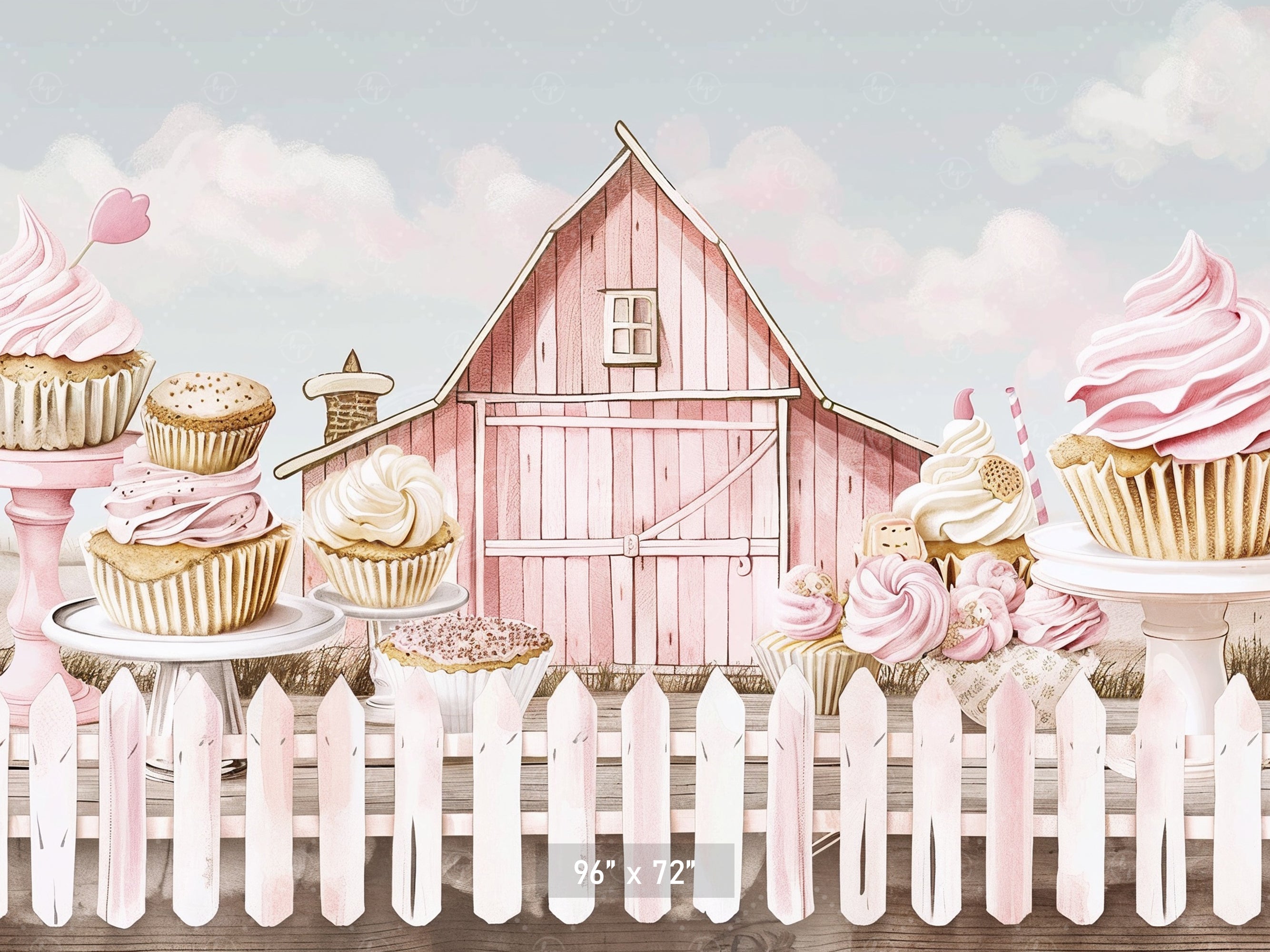 Pink Country Bakery Barn Backdrop