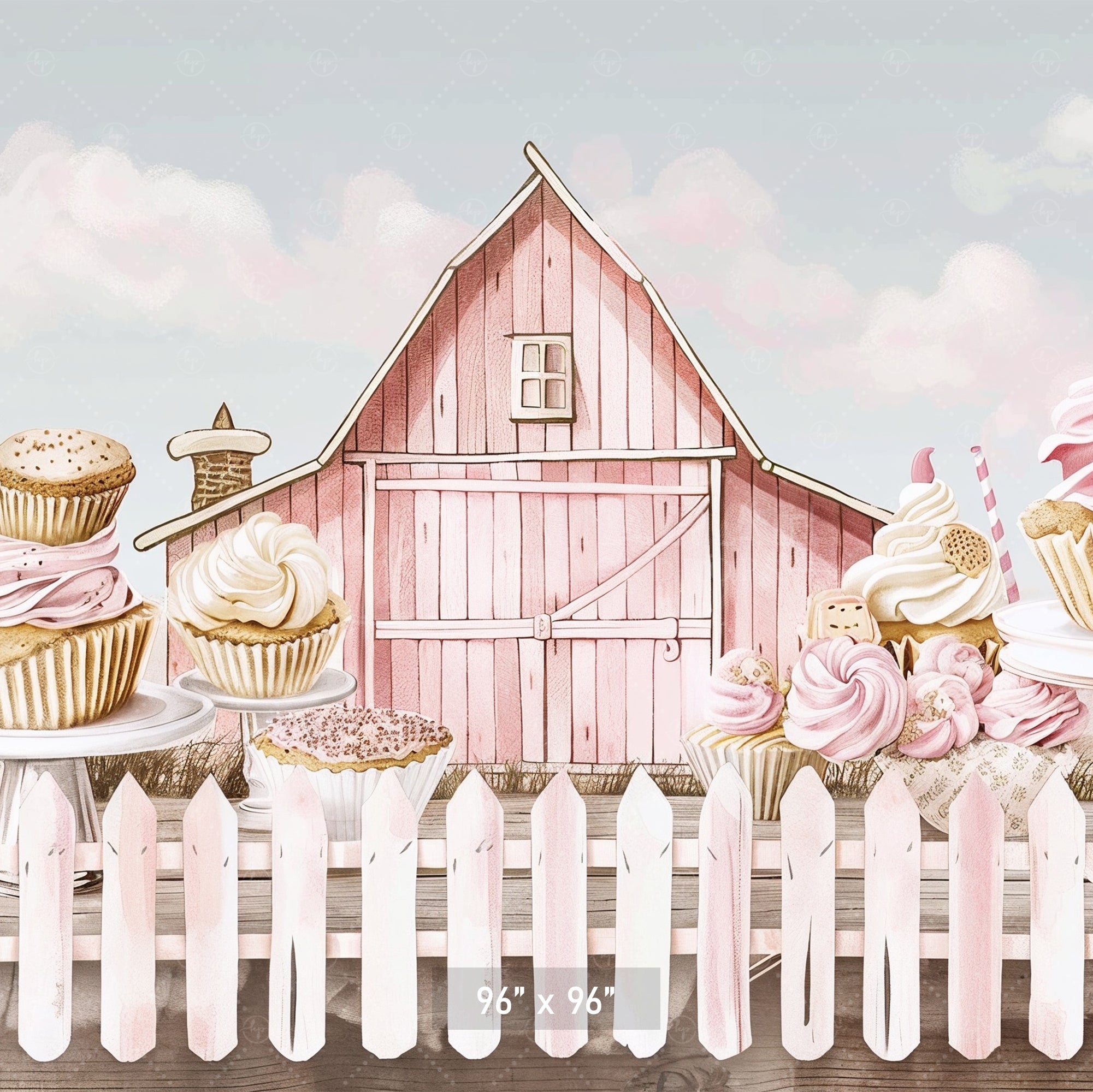 Pink Country Bakery Barn Backdrop