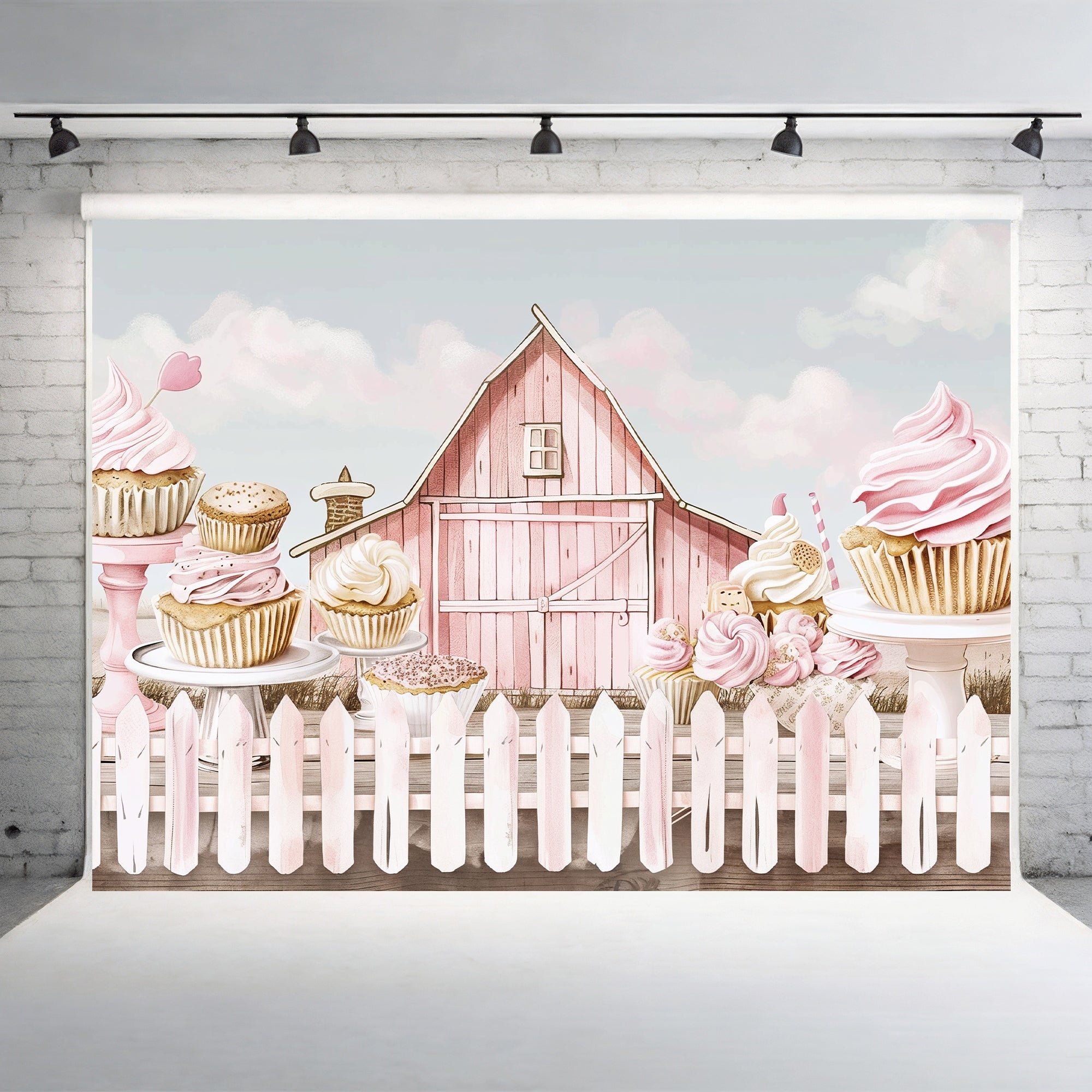 Pink Country Bakery Barn Backdrop