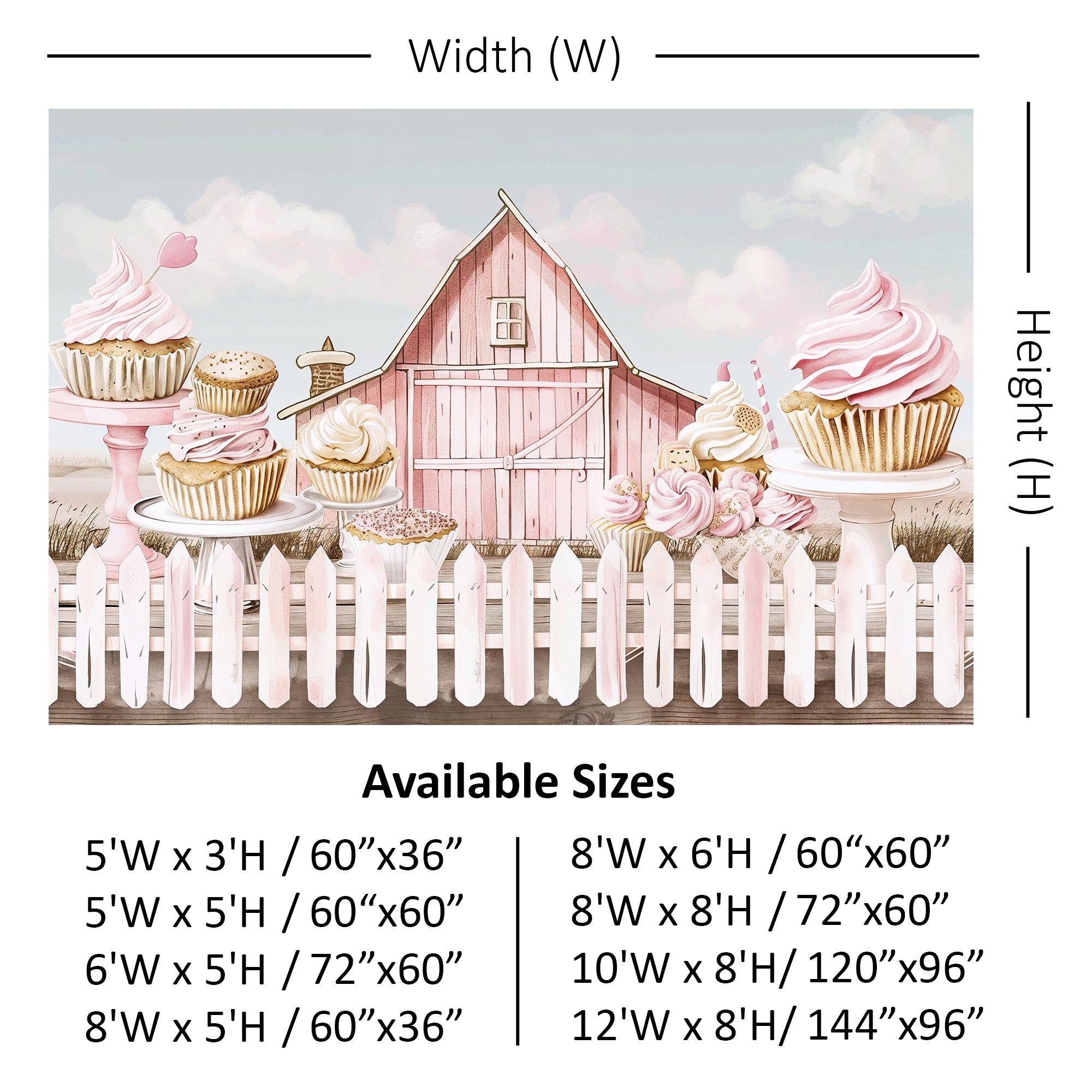 Pink Country Bakery Barn Backdrop