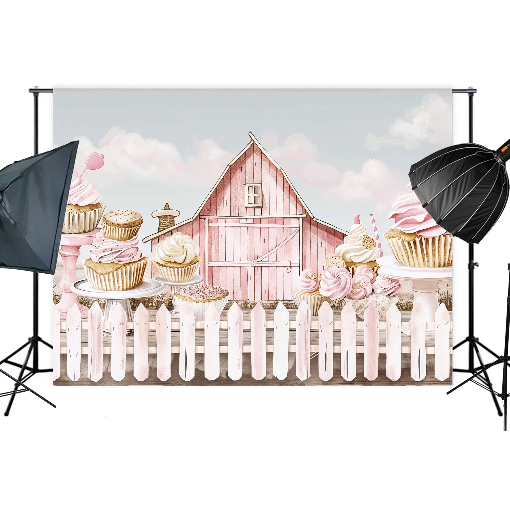 Pink Country Bakery Barn Backdrop