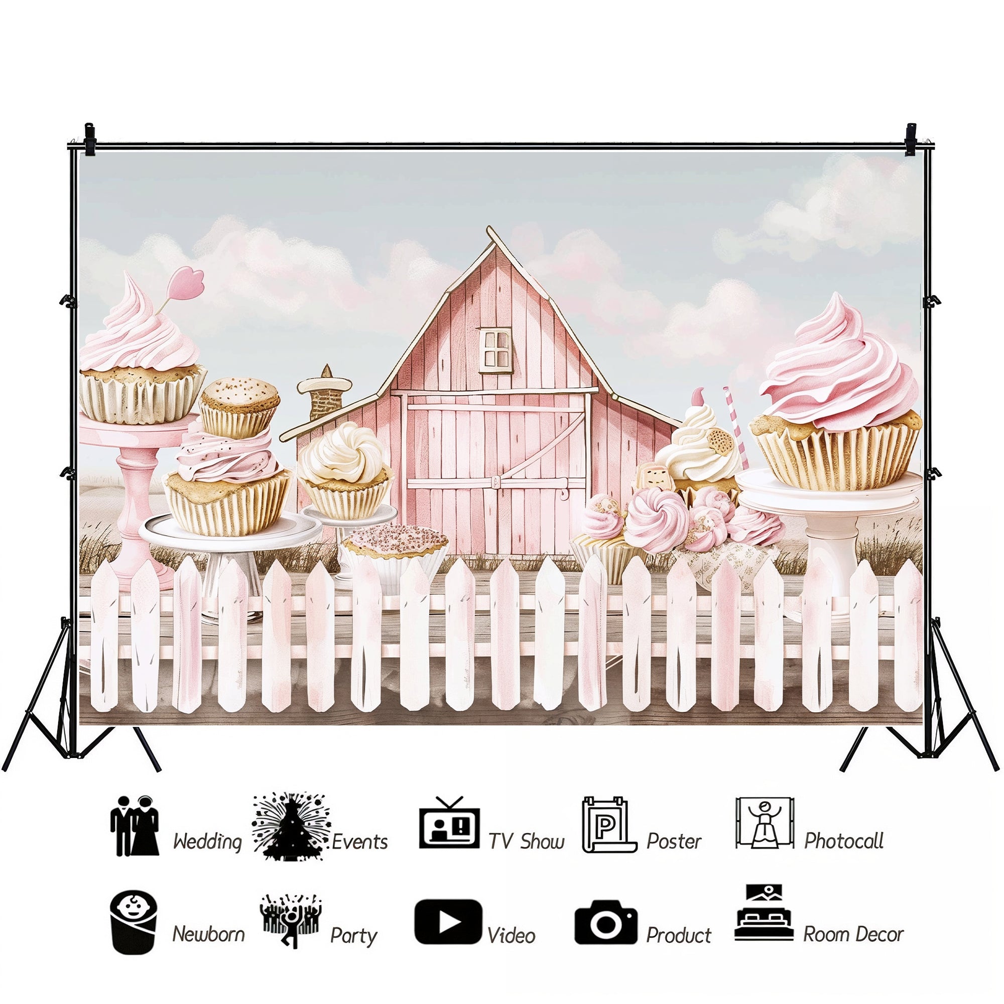 Pink Country Bakery Barn Backdrop