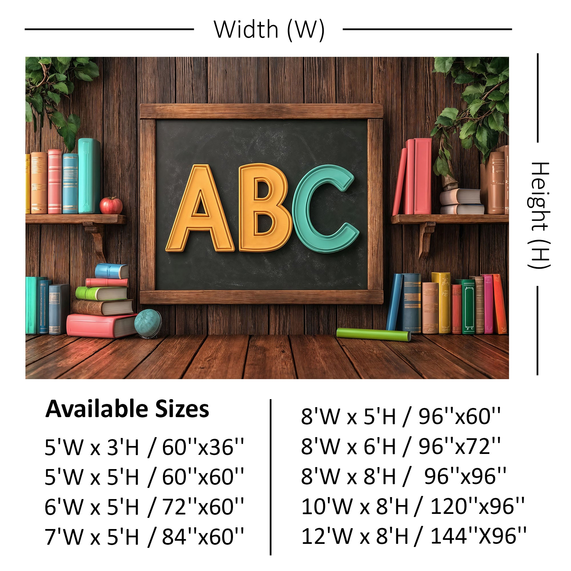 Classic Classroom ABC Chalkboard Backdrop