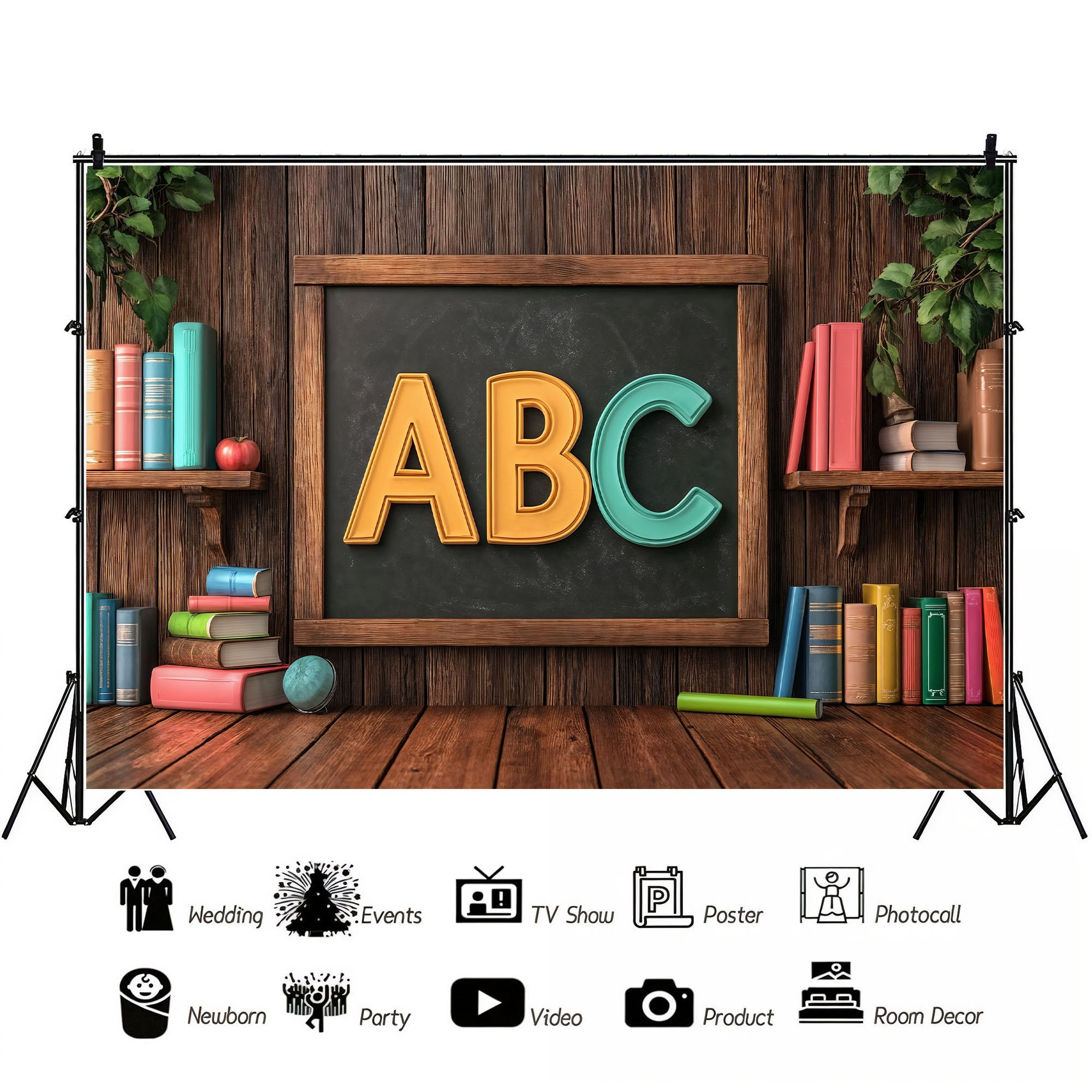 Classic Classroom ABC Chalkboard Backdrop