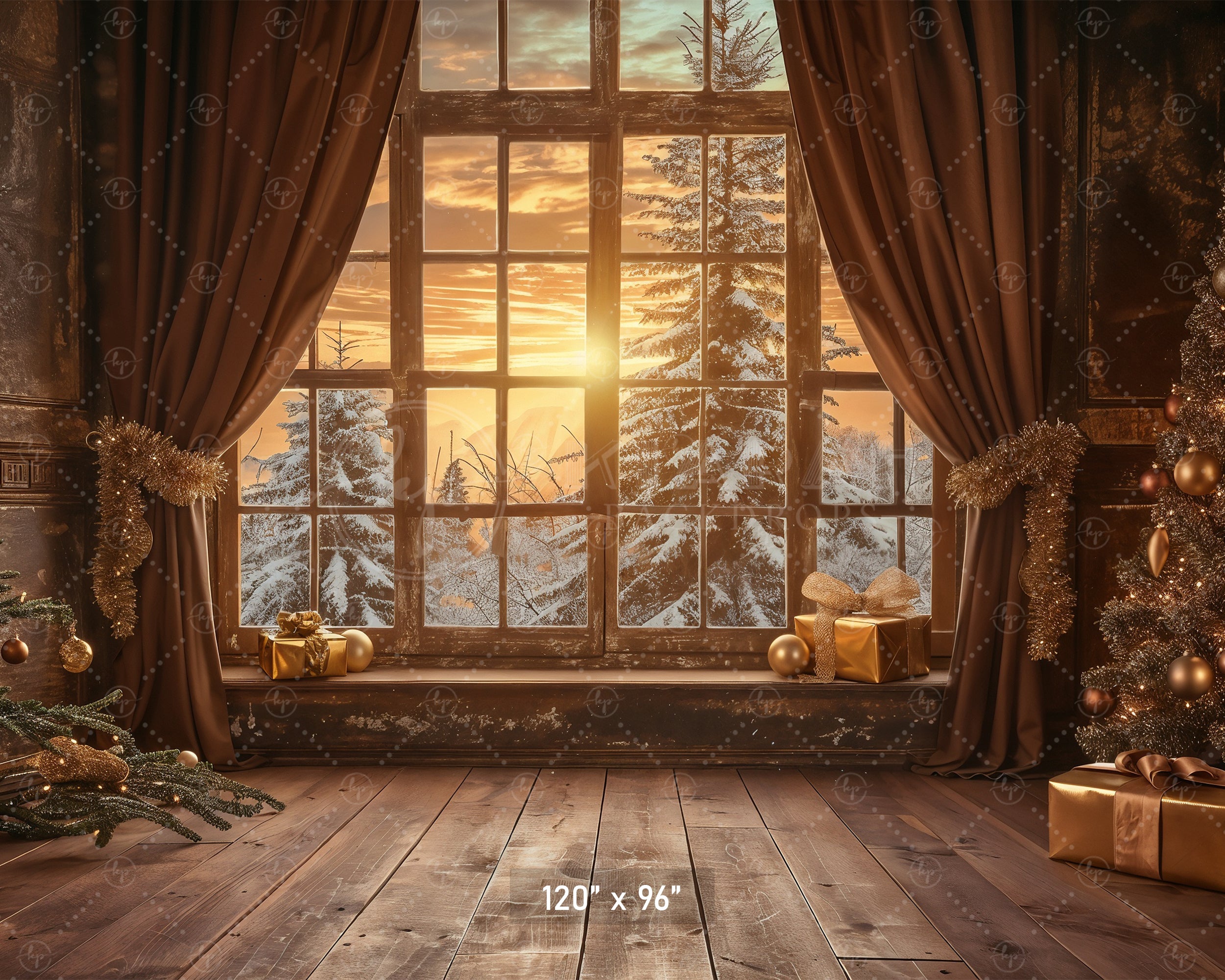 Cozy Christmas Morning Window Backdrop