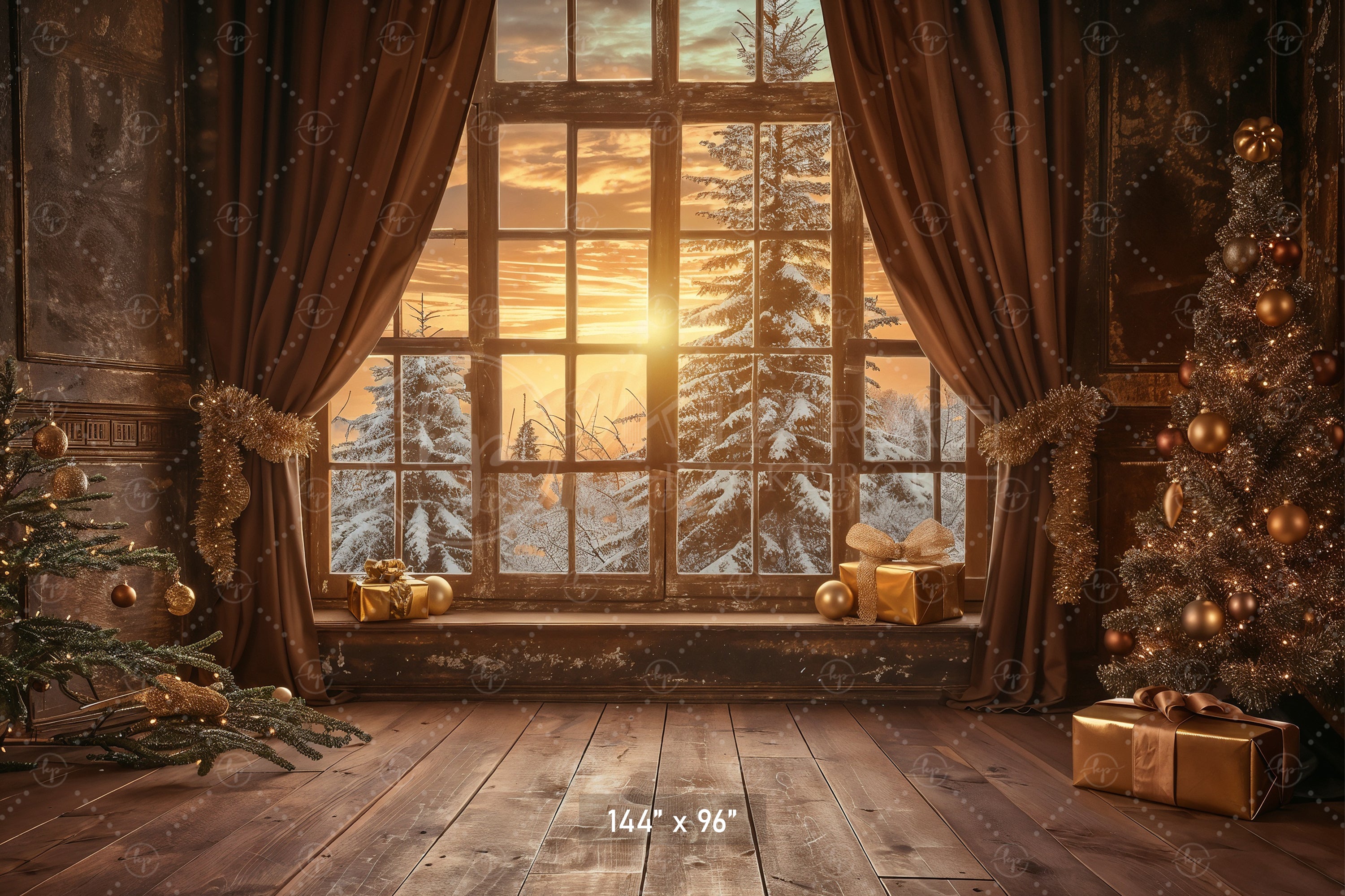 Cozy Christmas Morning Window Backdrop