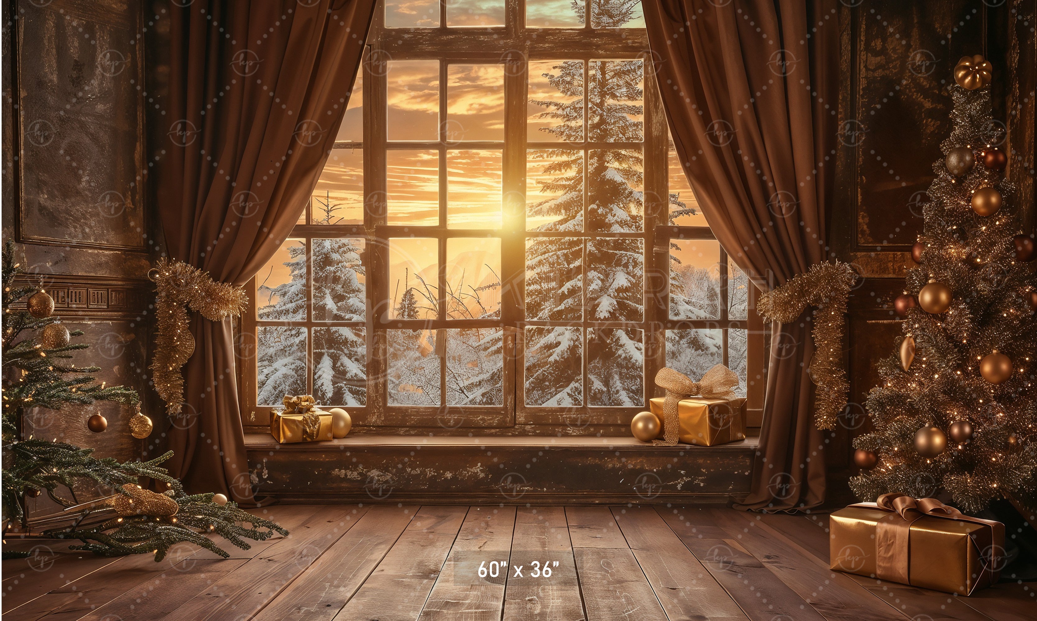 Cozy Christmas Morning Window Backdrop