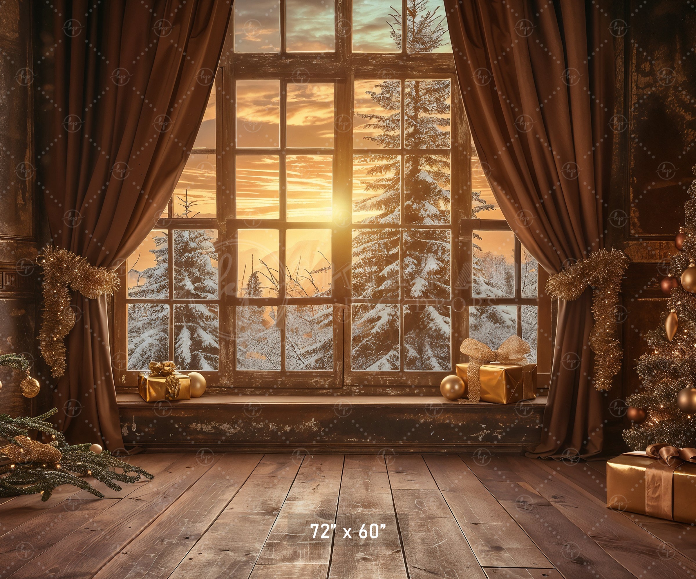 Cozy Christmas Morning Window Backdrop