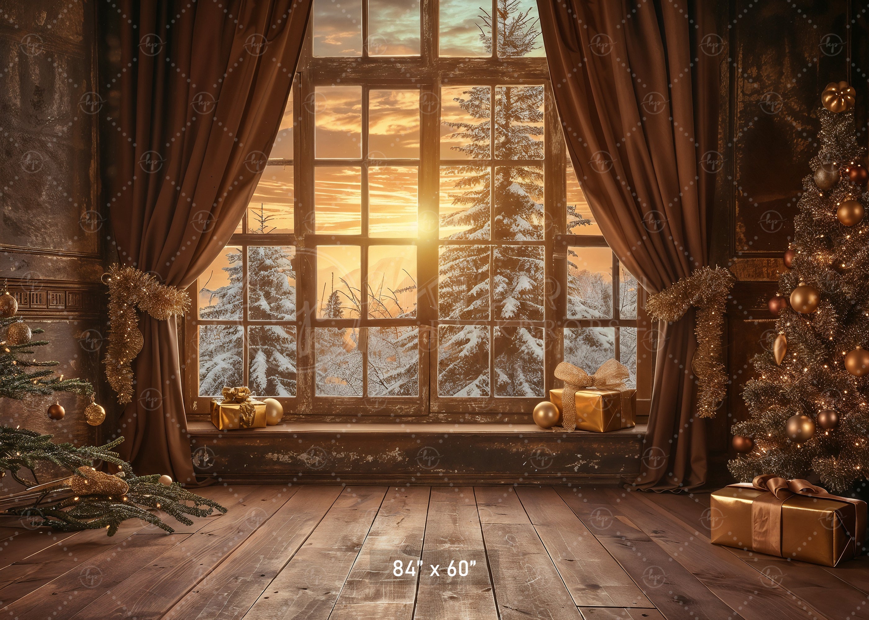 Cozy Christmas Morning Window Backdrop