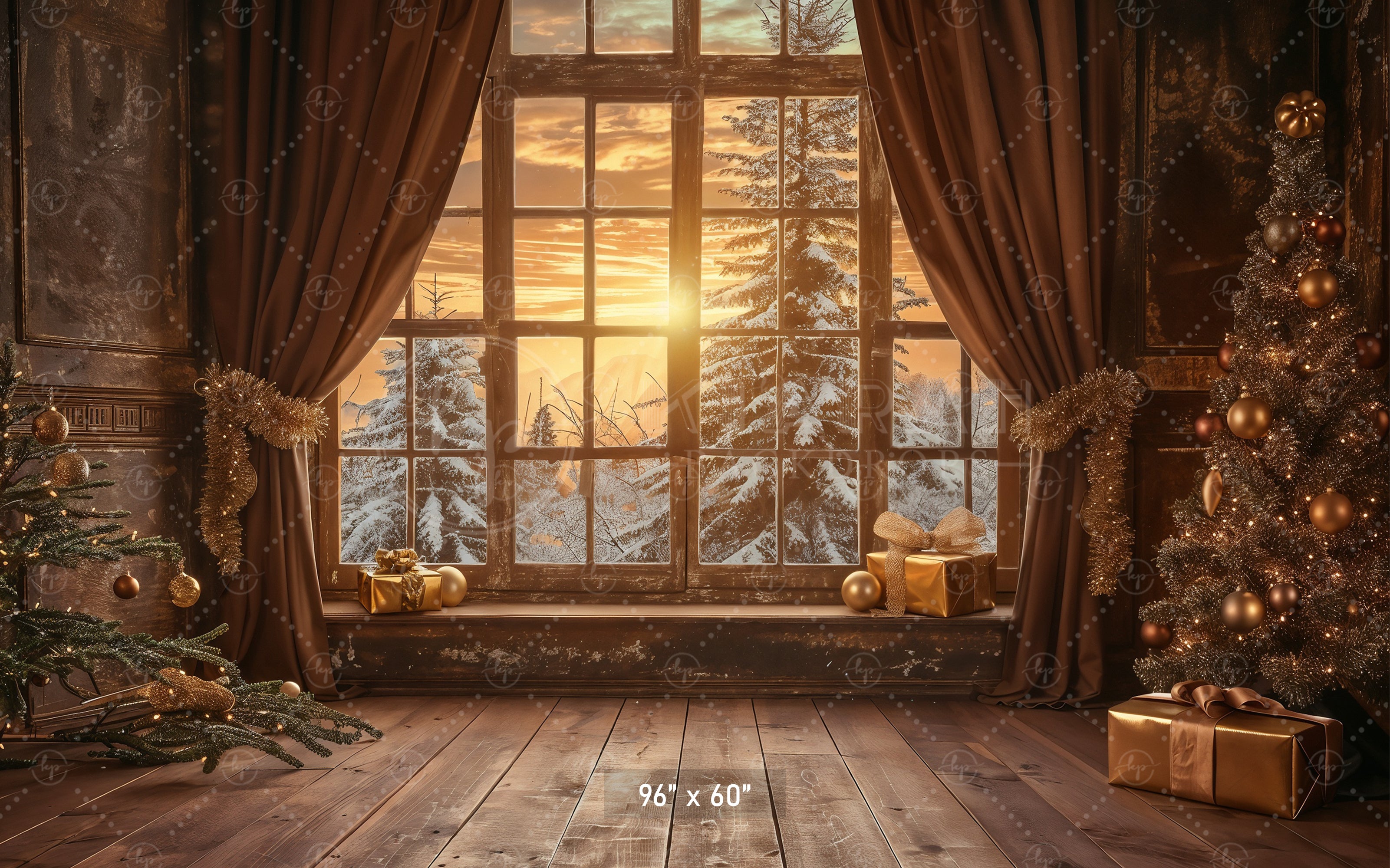 Cozy Christmas Morning Window Backdrop