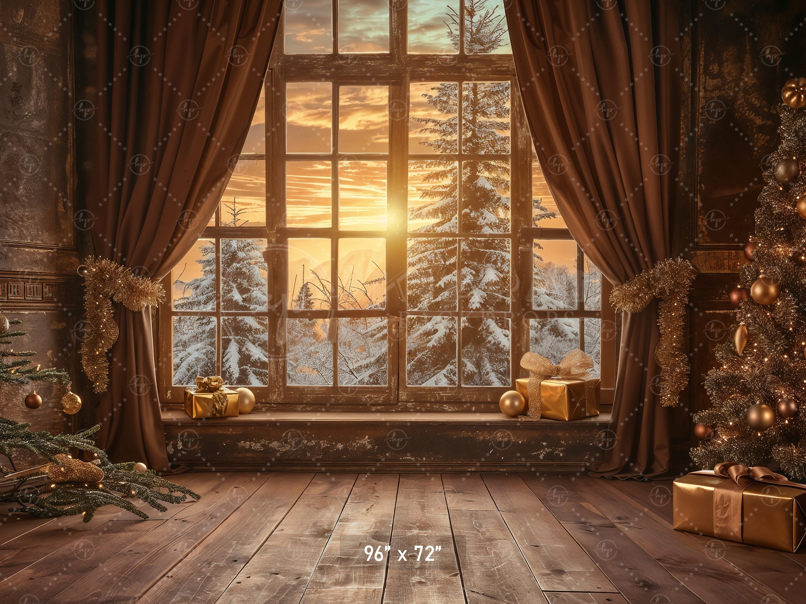 Cozy Christmas Morning Window Backdrop