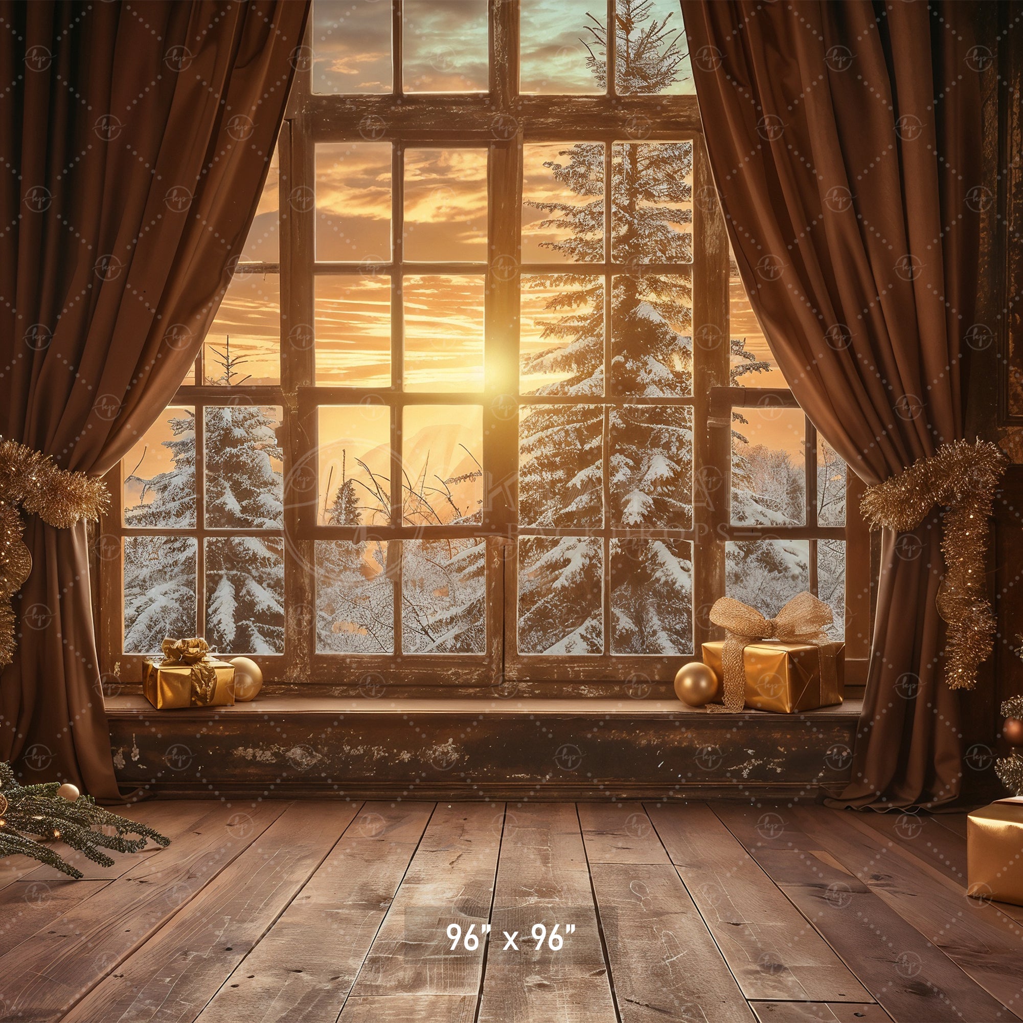 Cozy Christmas Morning Window Backdrop