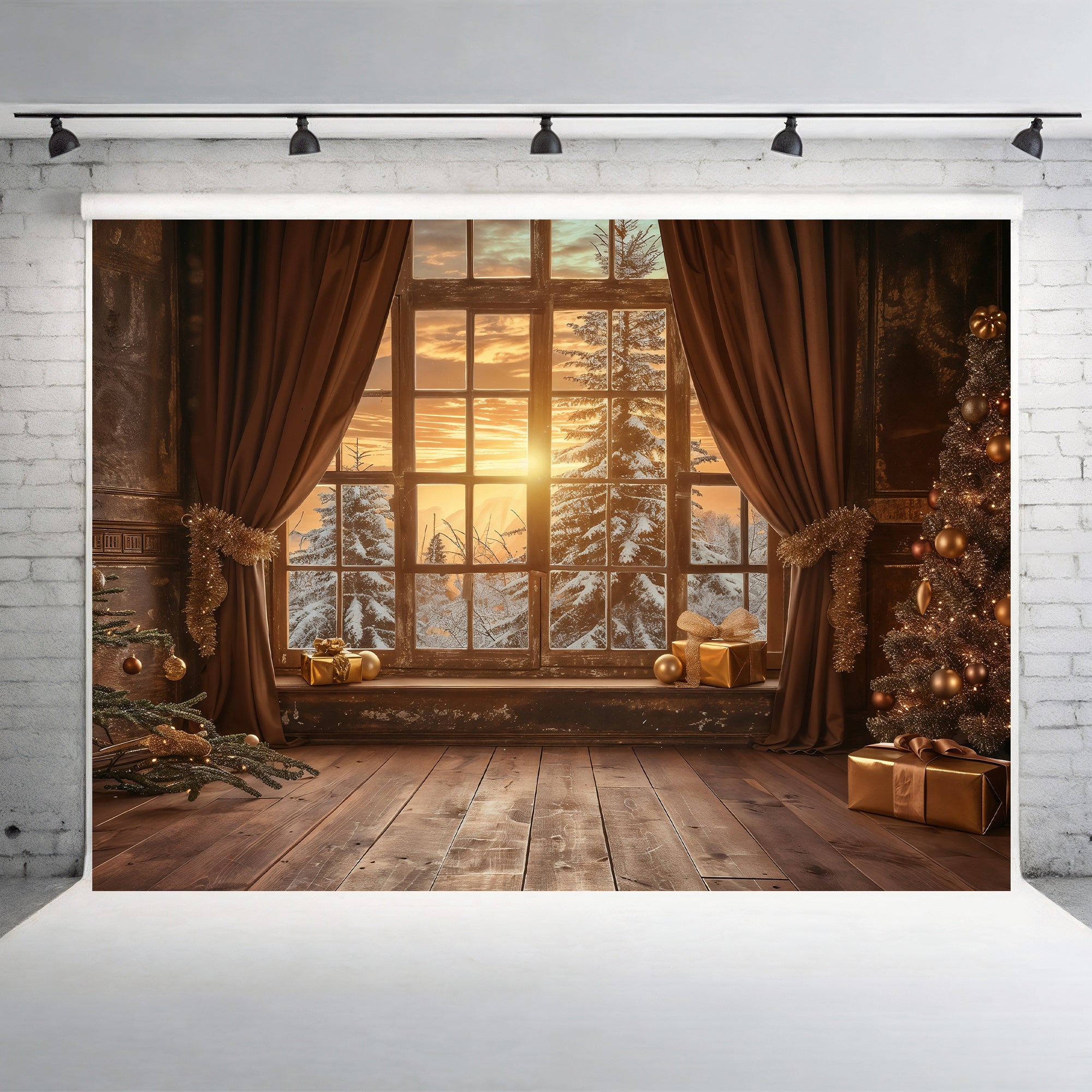 Cozy Christmas Morning Window Backdrop