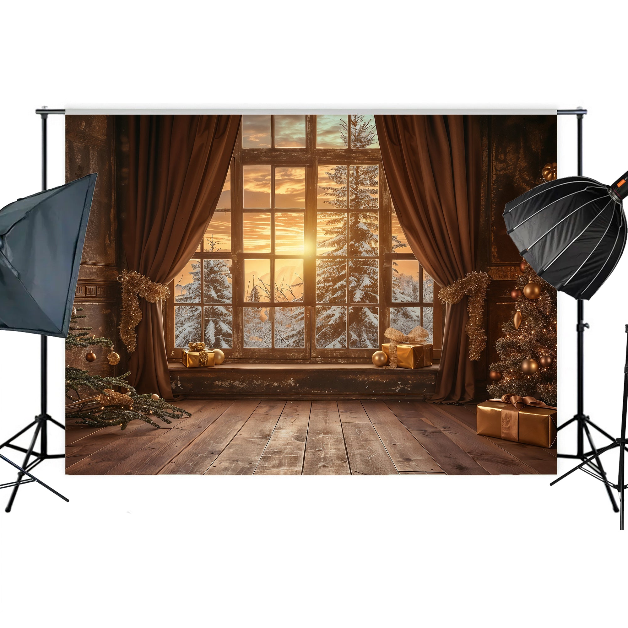 Cozy Christmas Morning Window Backdrop