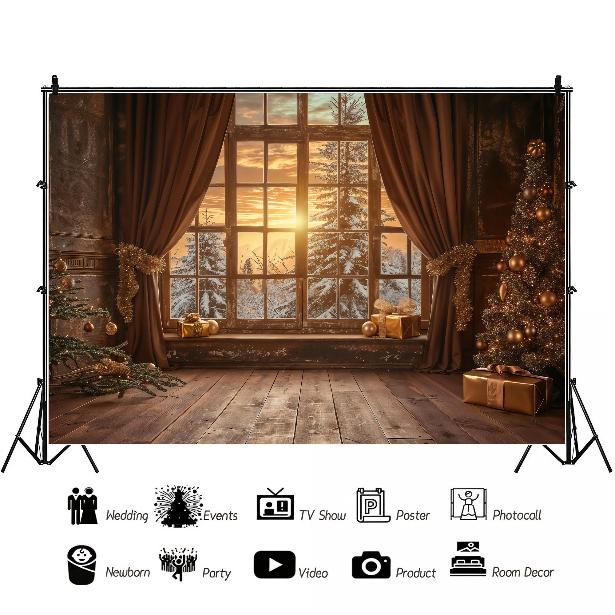 Cozy Christmas Morning Window Backdrop